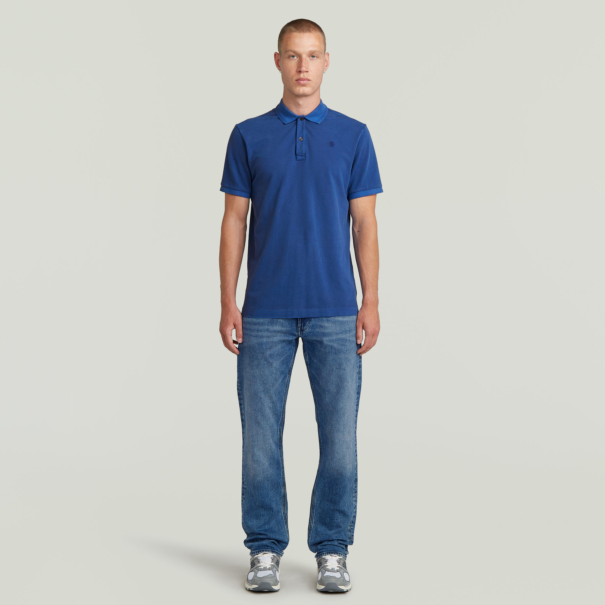 Thumbnail - Dunda Overdyed Slim Poloshirt - Mittelblau - Herren