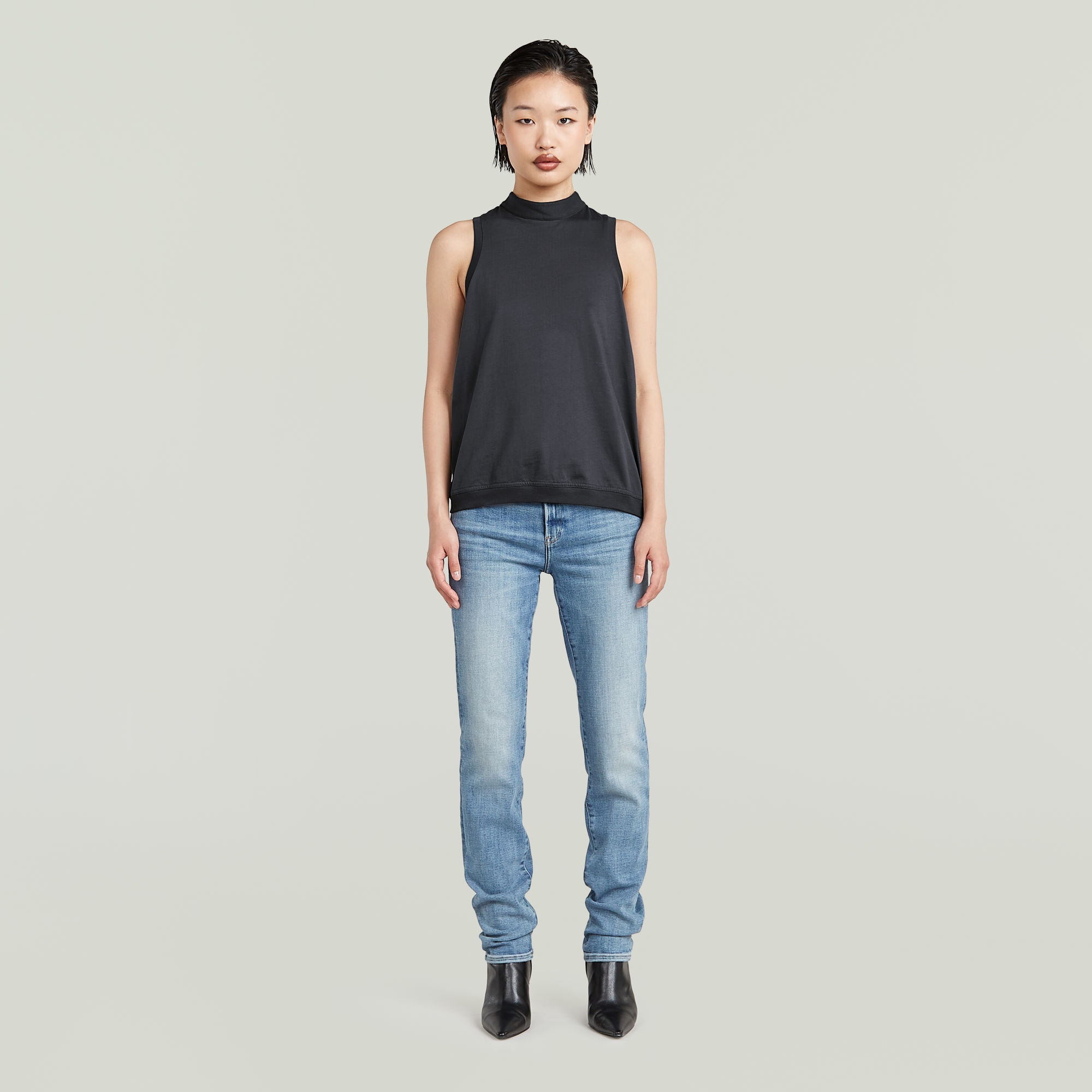 Thumbnail - Open Back Knit Tanktop - Grau - Damen