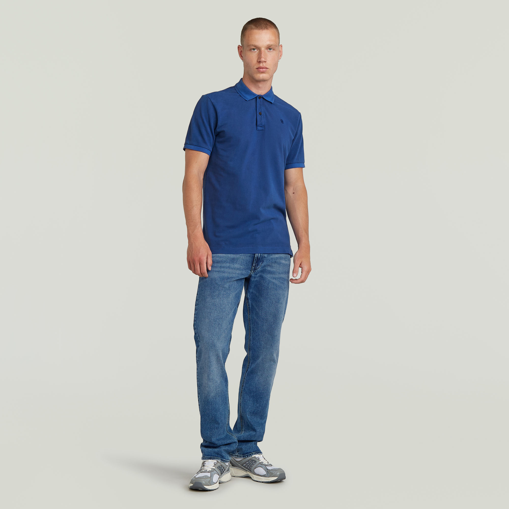G-Star RAW Dunda Overdyed Slim Polo Midden blauw Heren