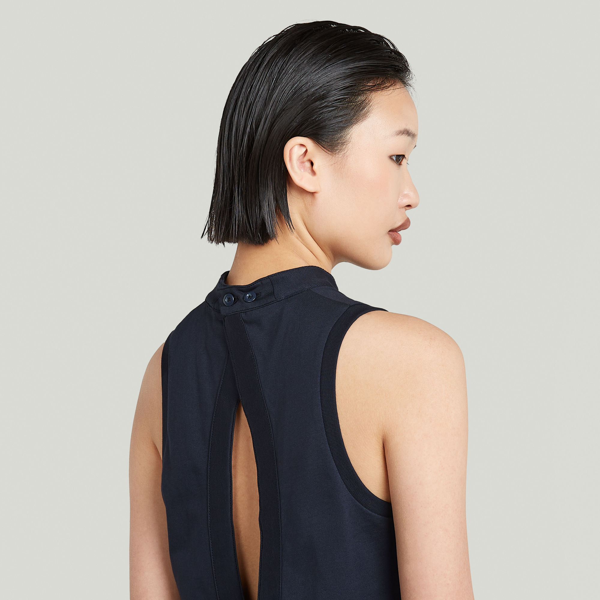 G-Star RAW Open Back Knit Tanktop Donkerblauw Dames