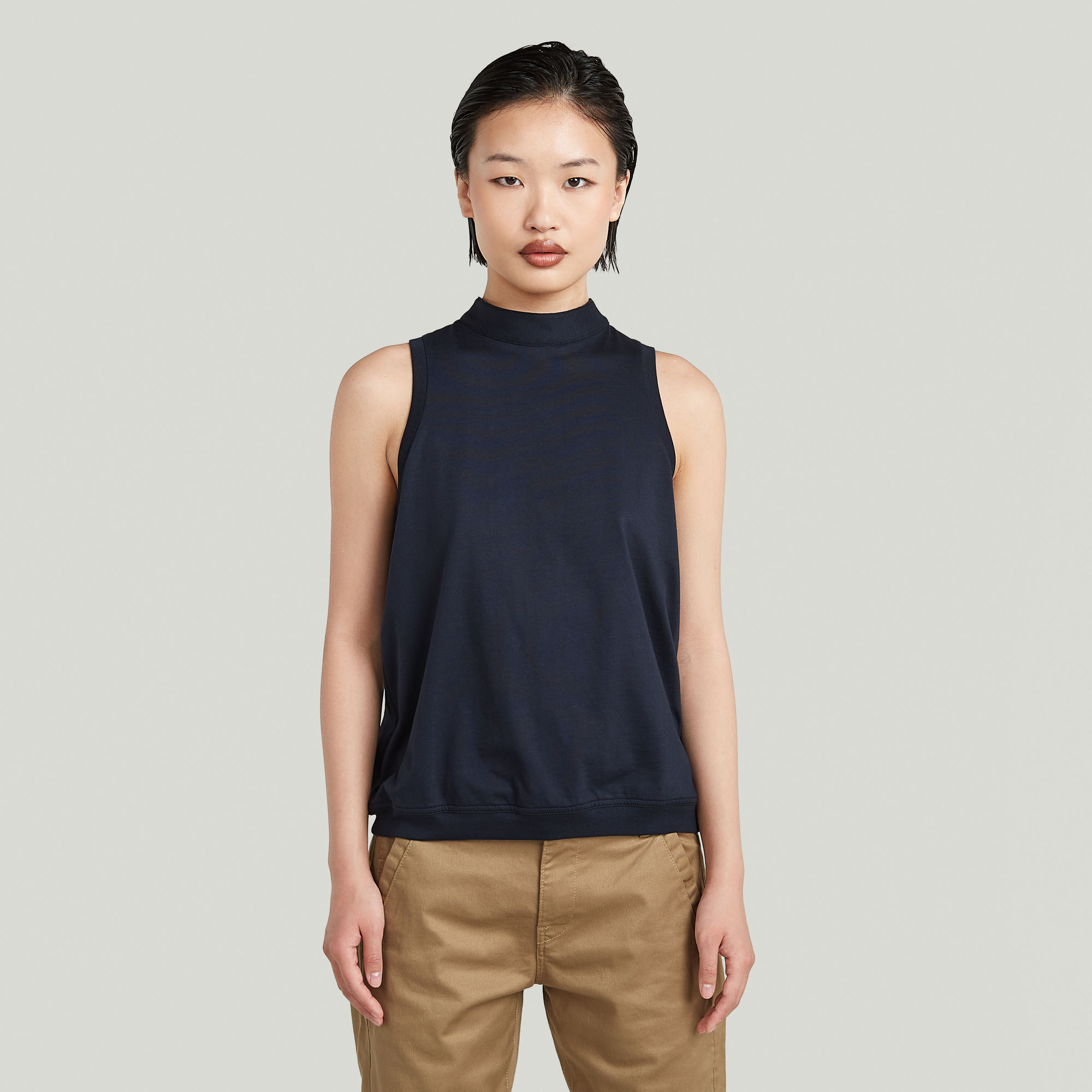 G-Star RAW Open Back Knit Tanktop Donkerblauw Dames