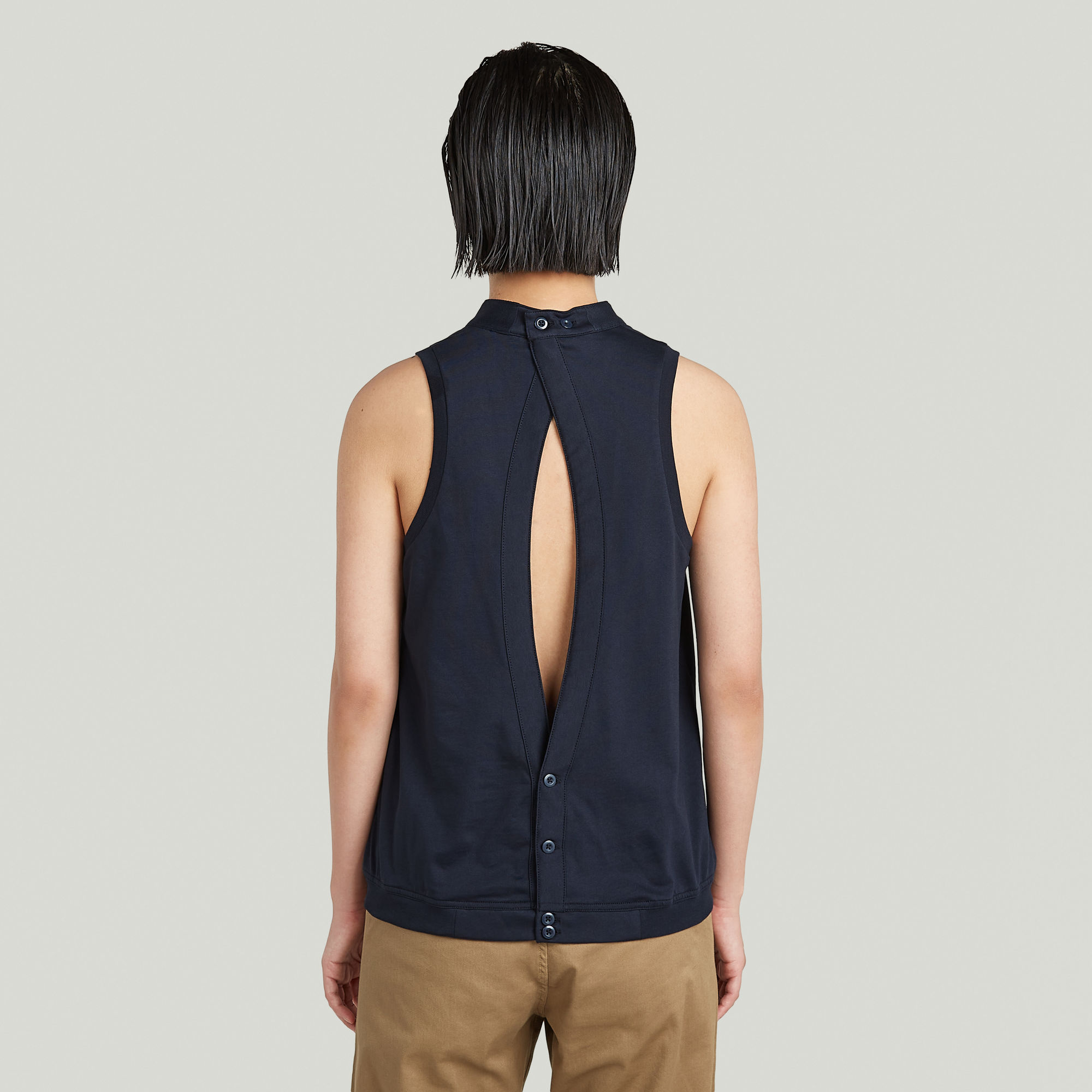G-Star RAW Open Back Knit Tanktop Donkerblauw Dames