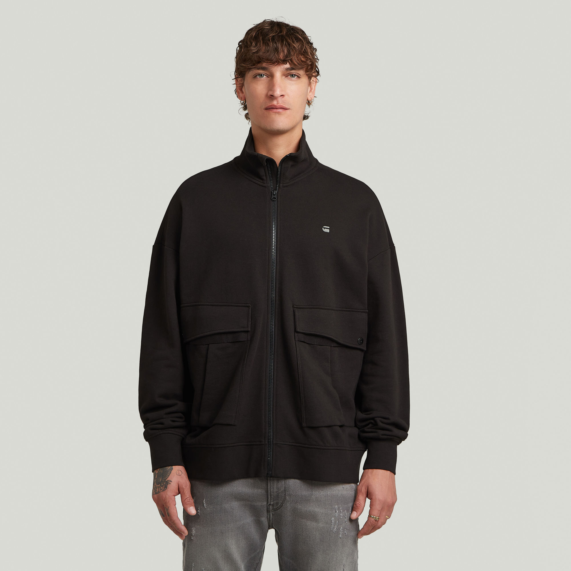 

Rovic Full Zip Loose Sweater - Black - Men