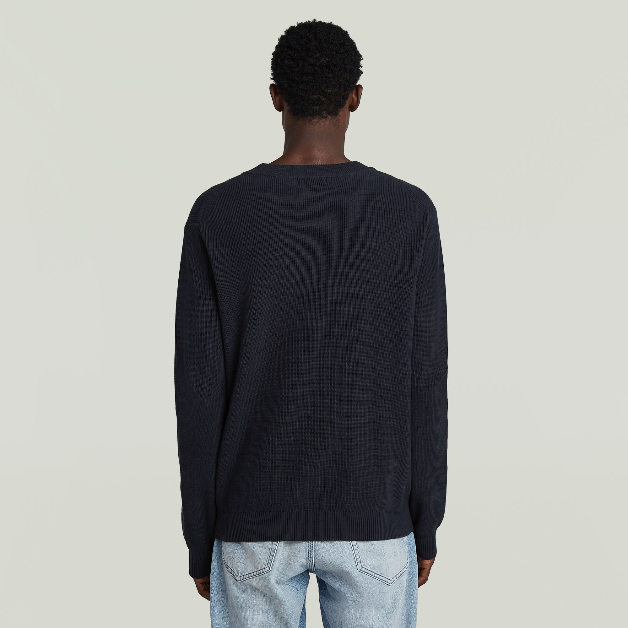 G-Star RAW Structure Ribbed Gebreide Trui Donkerblauw Heren