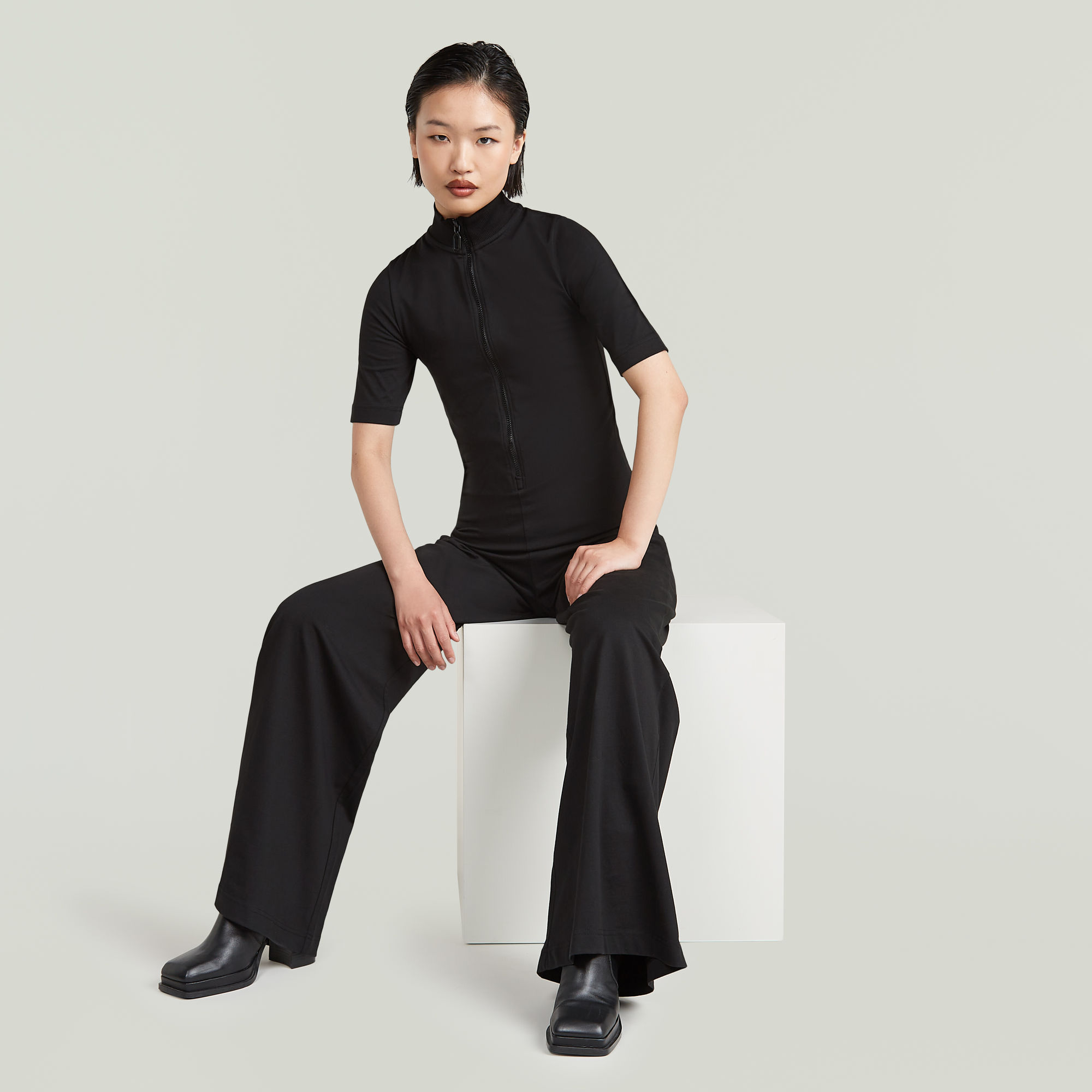 G-Star RAW Wide Leg Jumpsuit Zwart Dames