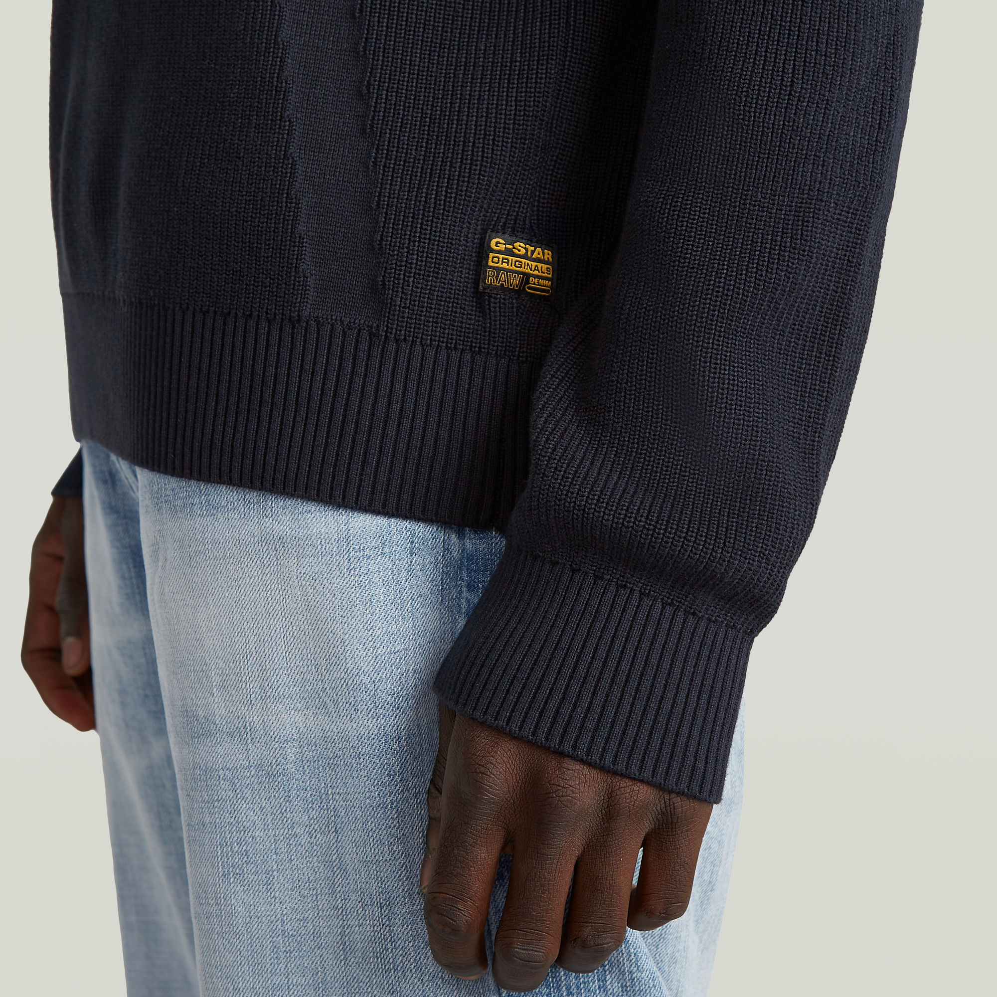G-Star RAW Structure Ribbed Gebreide Trui Donkerblauw Heren