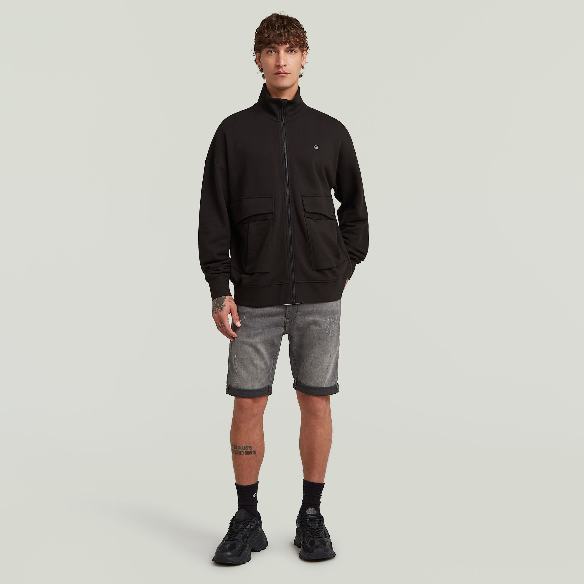 G-Star RAW Rovic Full Zip Loose Sweater Zwart Heren