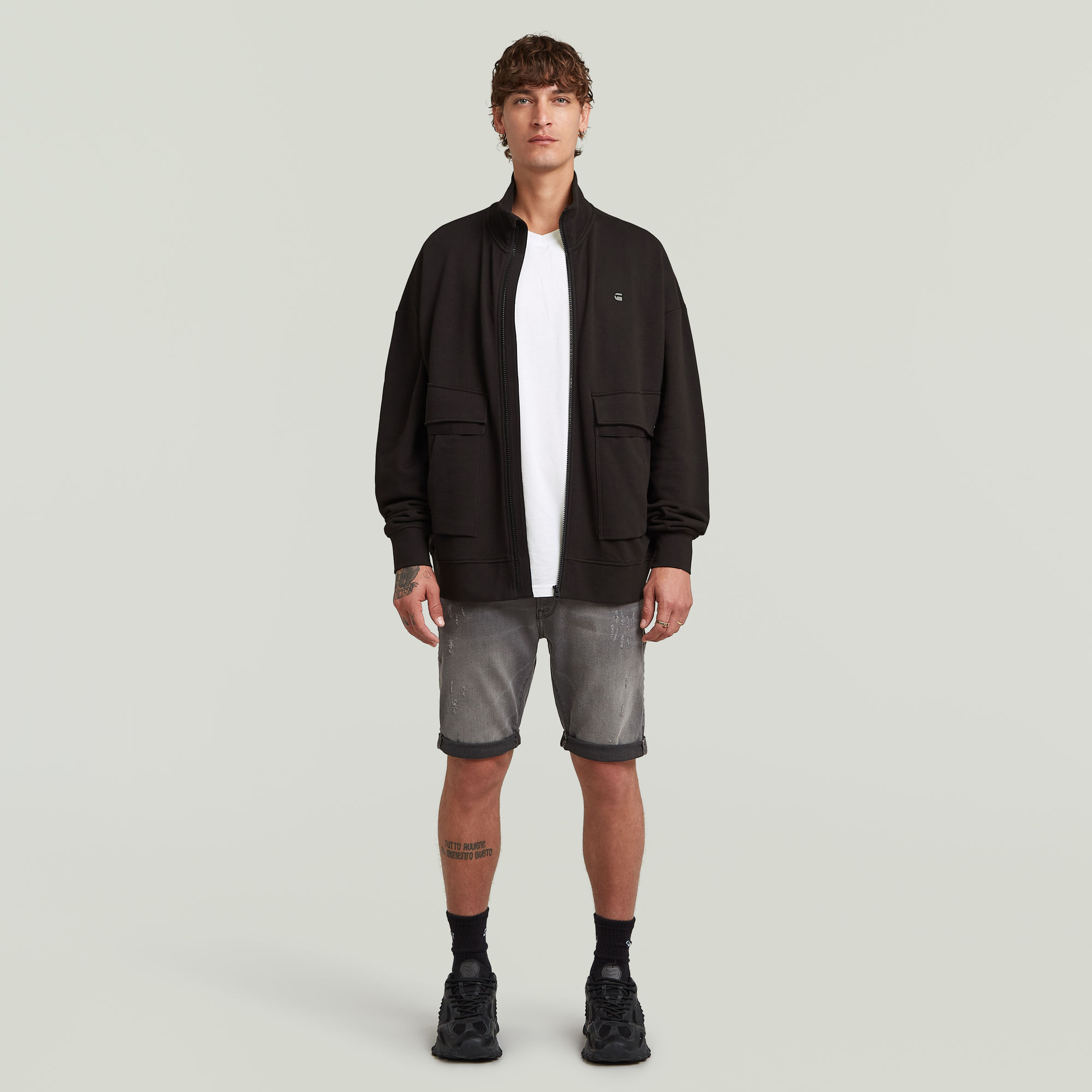 G-Star RAW Rovic Full Zip Loose Sweater Zwart Heren