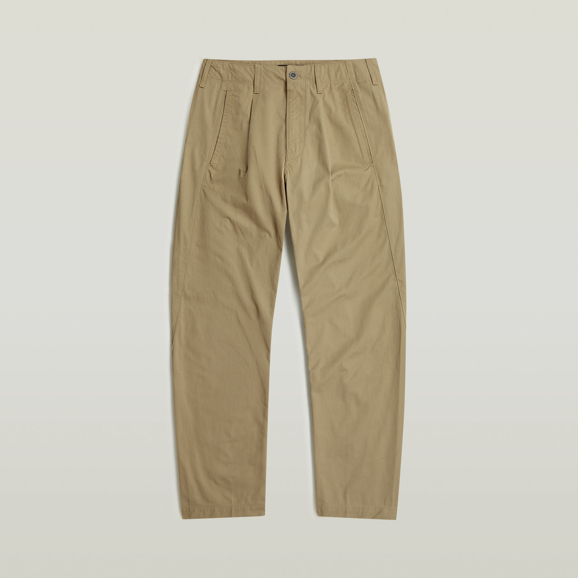 Thumbnail - Pleated Loose Tapered Chino - Beige - Herren