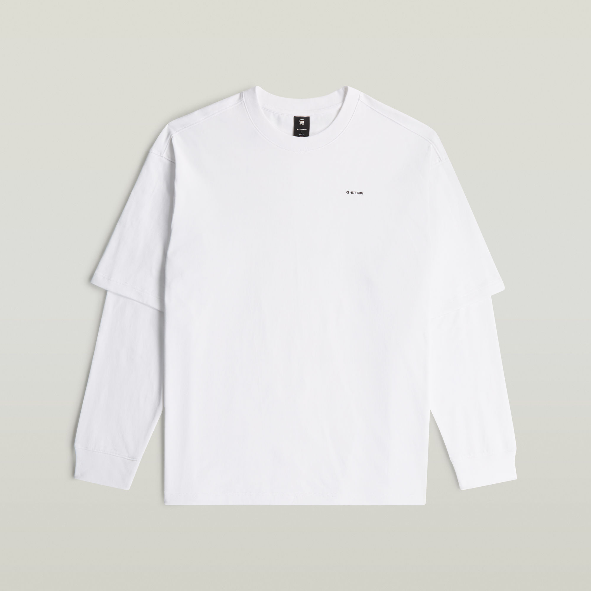 Thumbnail - Double Sleeve Loose T-Shirt - Weiß - Herren