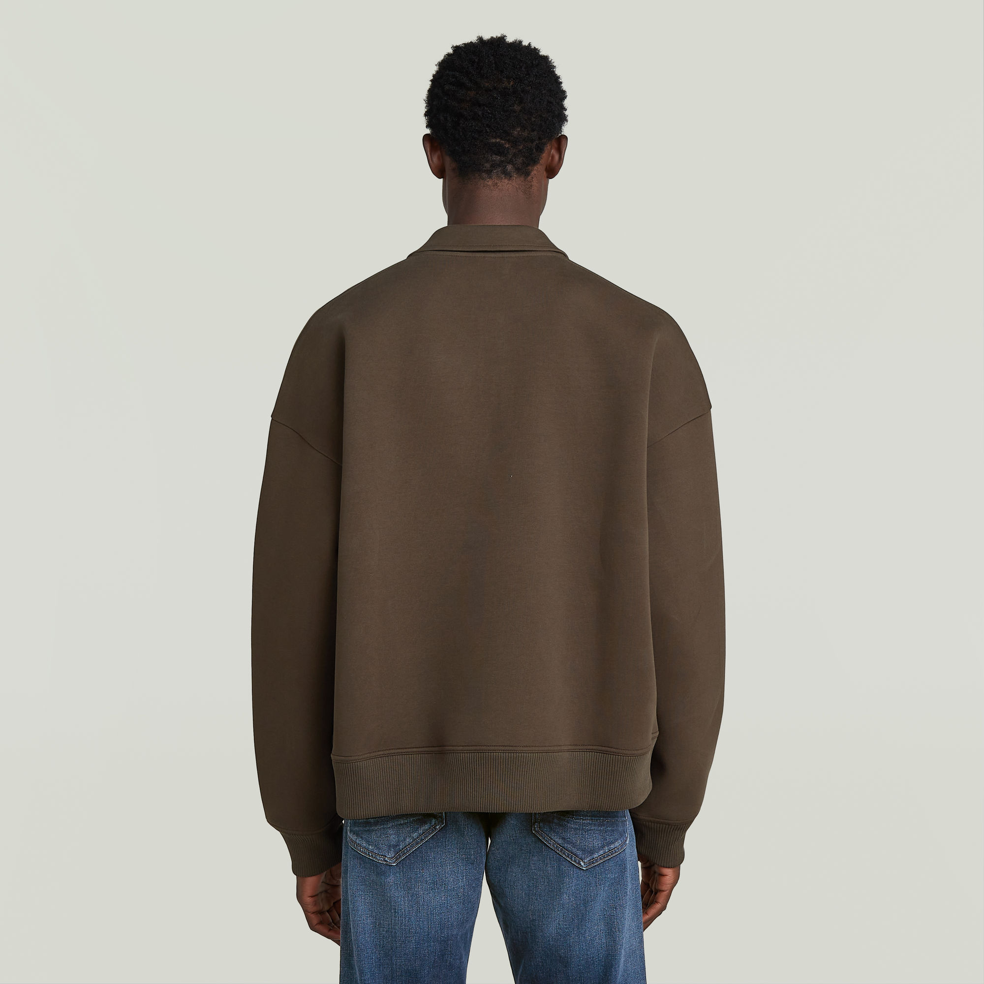 G-Star RAW Scuba Polo Collar Loose Sweater Bruin Heren