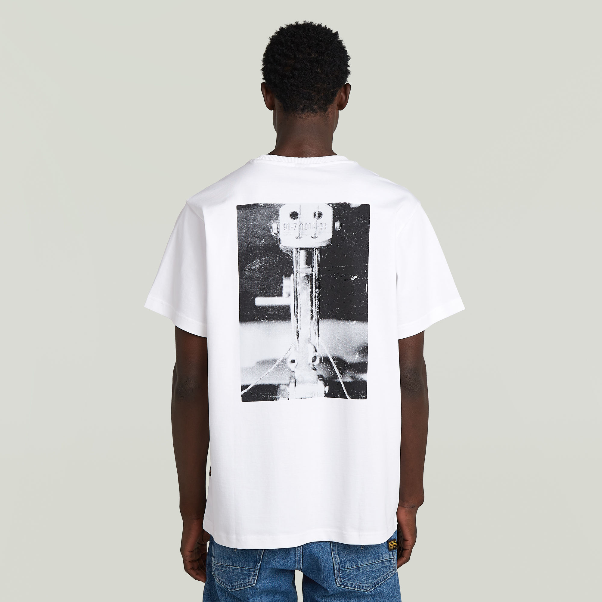 

Back Photo Print Loose T-Shirt - white sewing machine - Men
