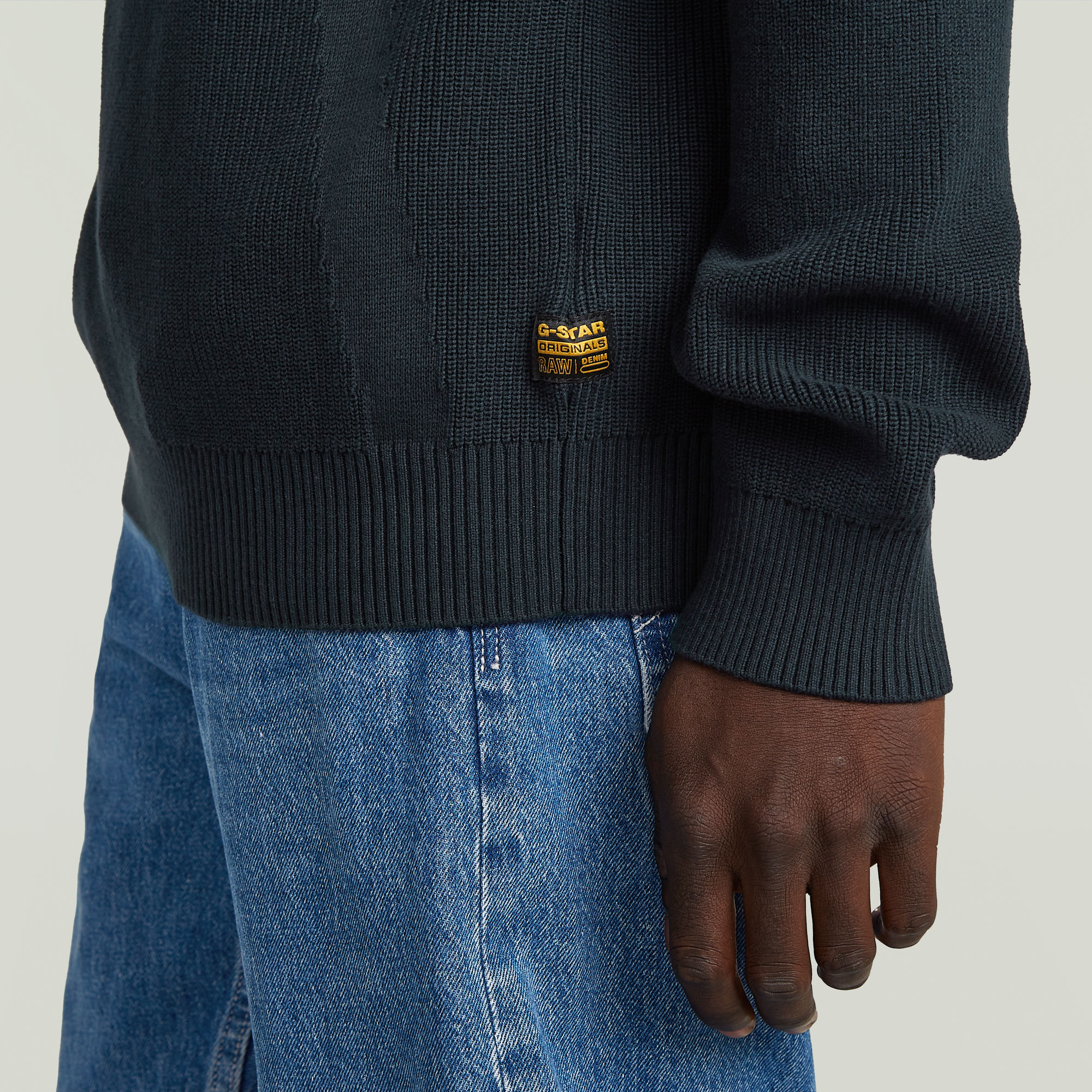G-Star RAW Structure Half Zip Gebreide Trui Donkerblauw Heren