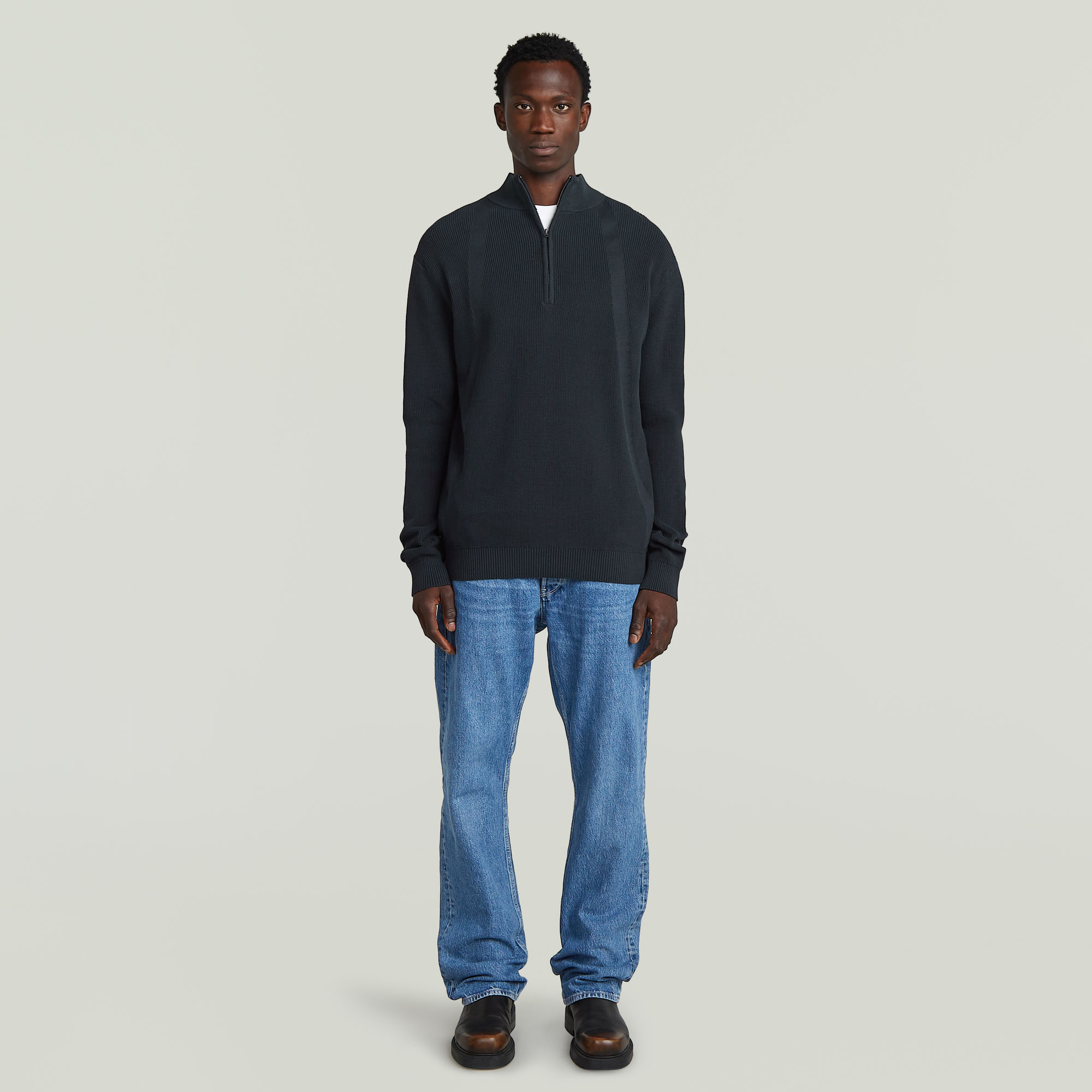 G-Star RAW Structure Half Zip Gebreide Trui Donkerblauw Heren