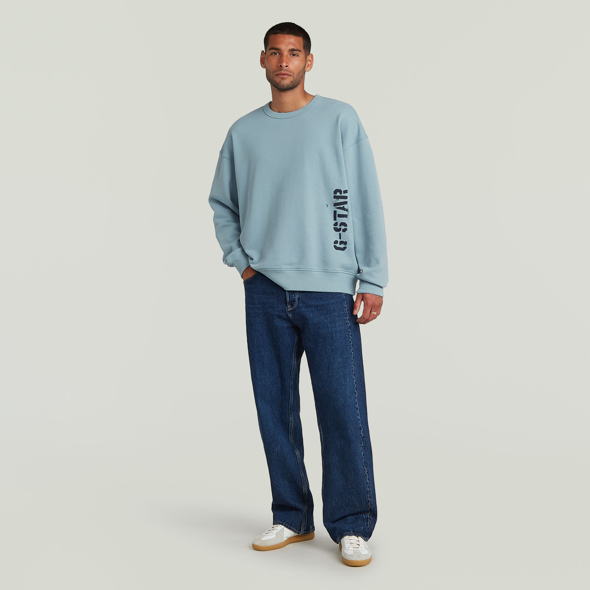 G-Star RAW Sprayed 89 Loose Sweater Lichtblauw Heren