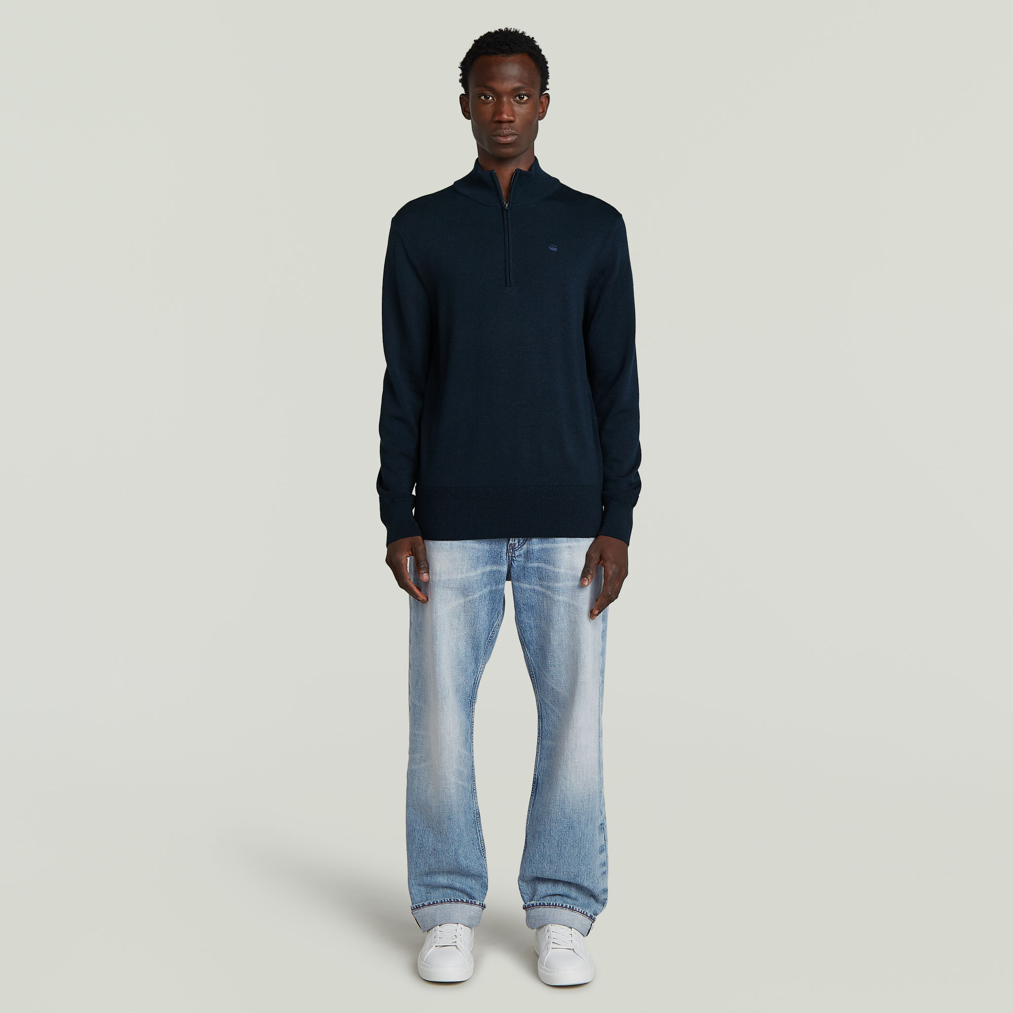 Thumbnail - Premium Core Half Zip Knit - Dunkelblau - Herren