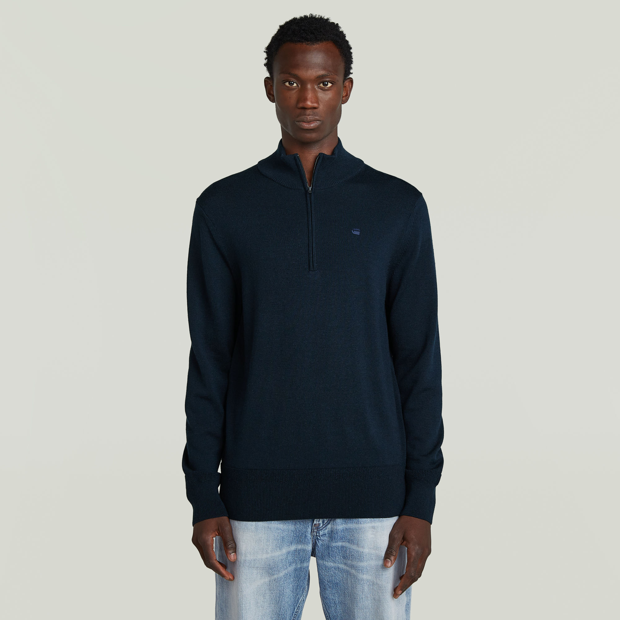 

Premium Core Half Zip Gebreide Trui - Donkerblauw - Heren