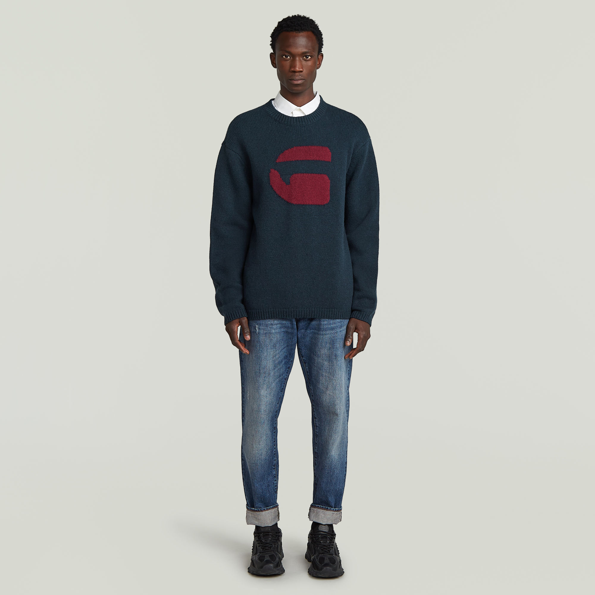 Thumbnail - G Logo Relaxed Knit - Dunkelblau - Herren