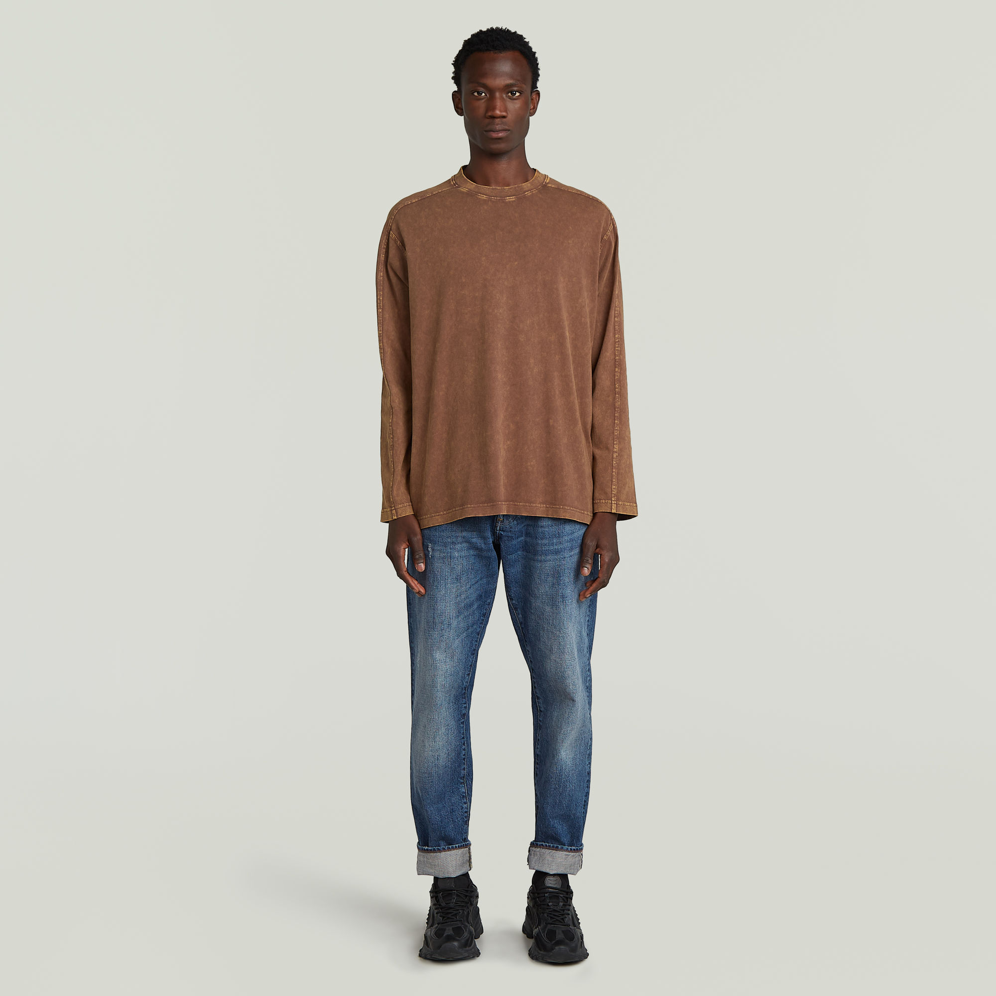 G-Star RAW Washed Boxy T-shirt Bruin Heren