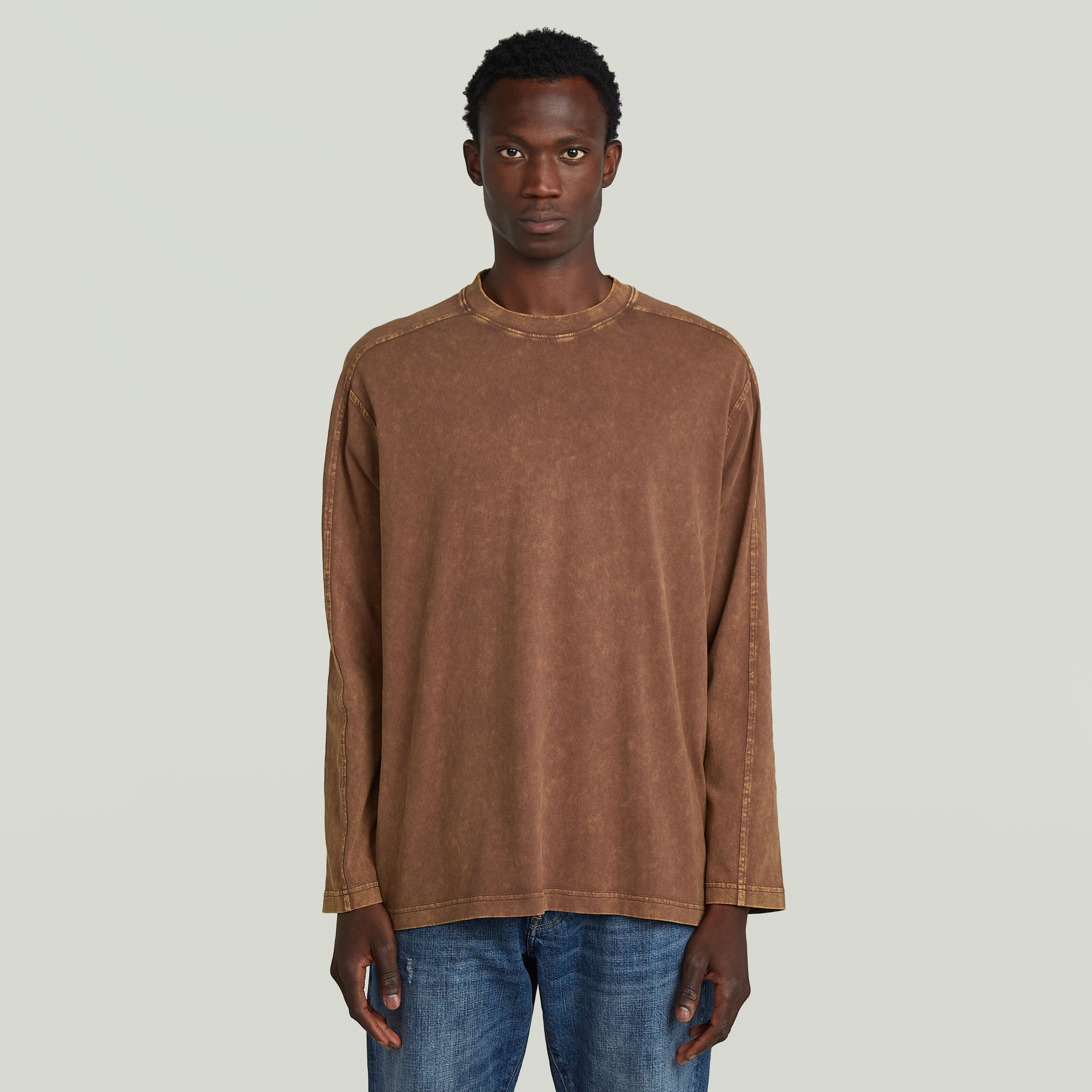 

Washed Boxy T-shirt - Bruin - Heren