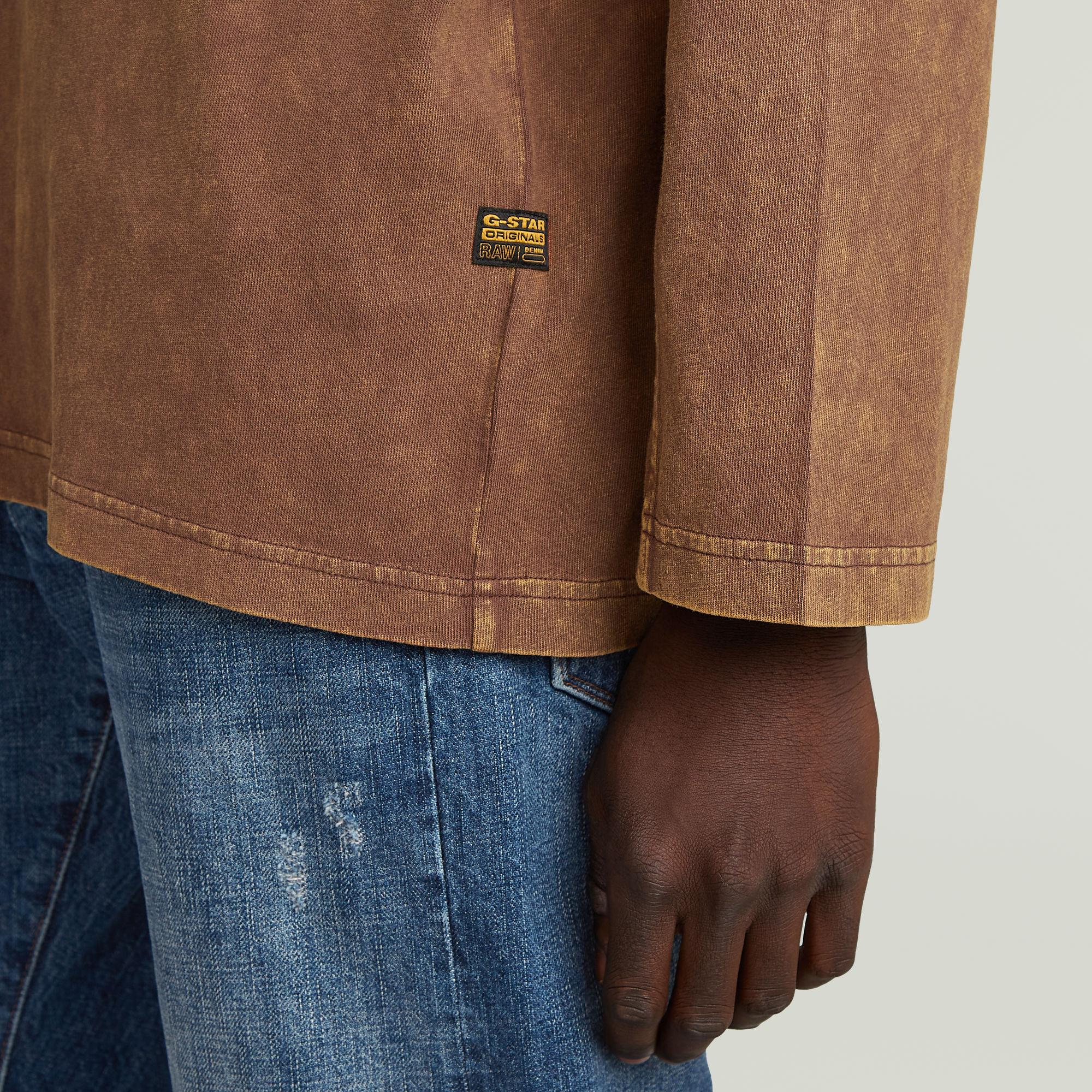G-Star RAW Washed Boxy T-shirt Bruin Heren
