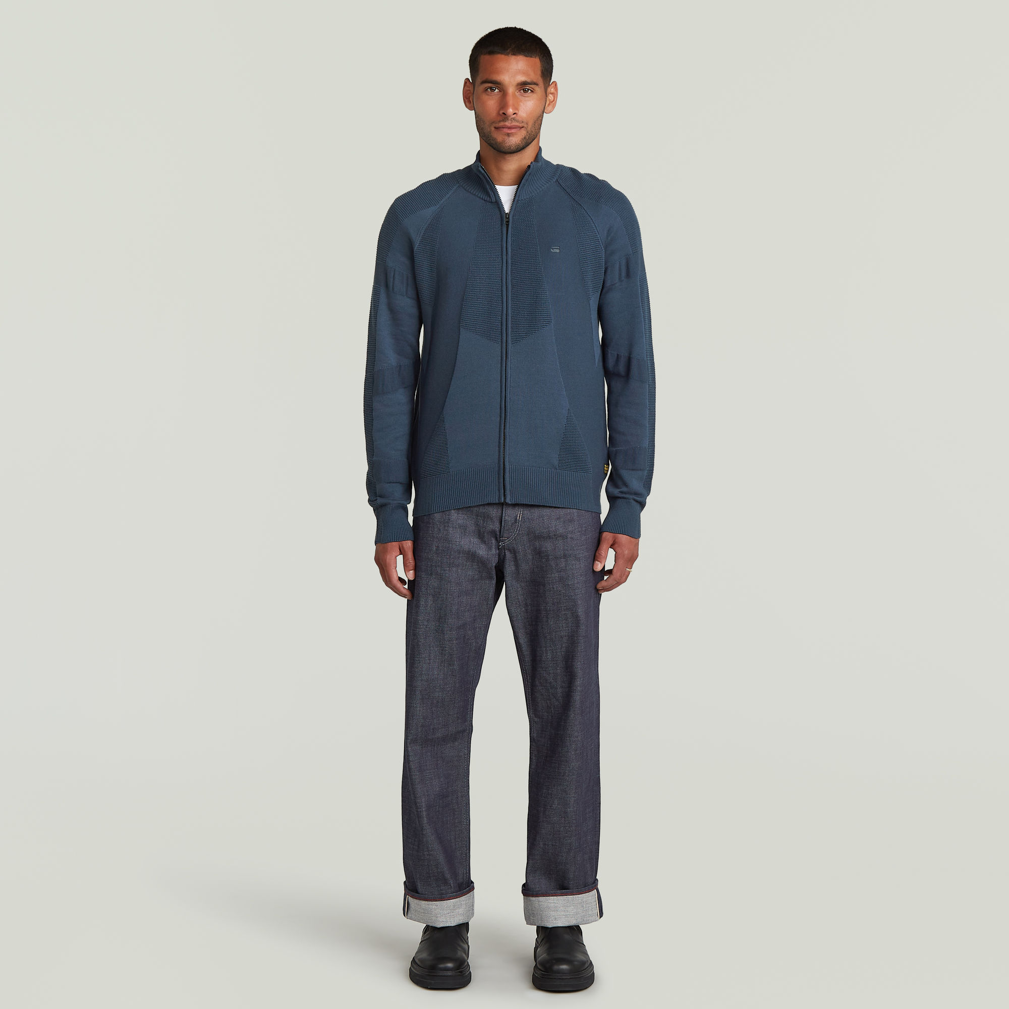 Thumbnail - 3D Biker Full Zip Knit - Mehrfarbig - Herren