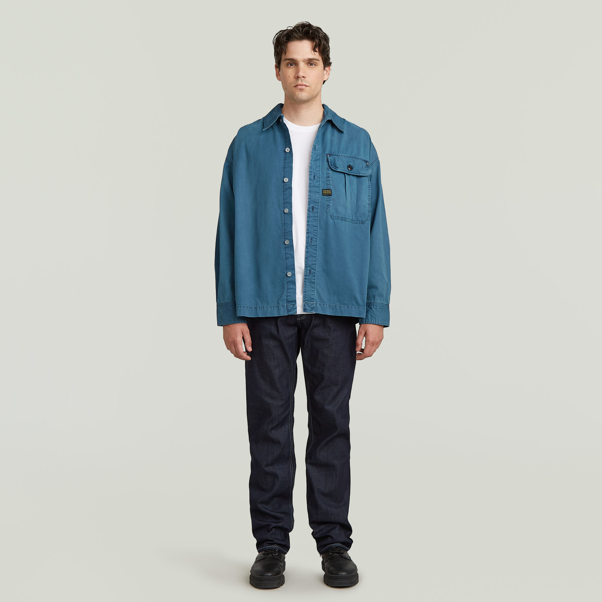G-Star RAW Pleated 1-Pocket Boxy Shirt Midden blauw Heren