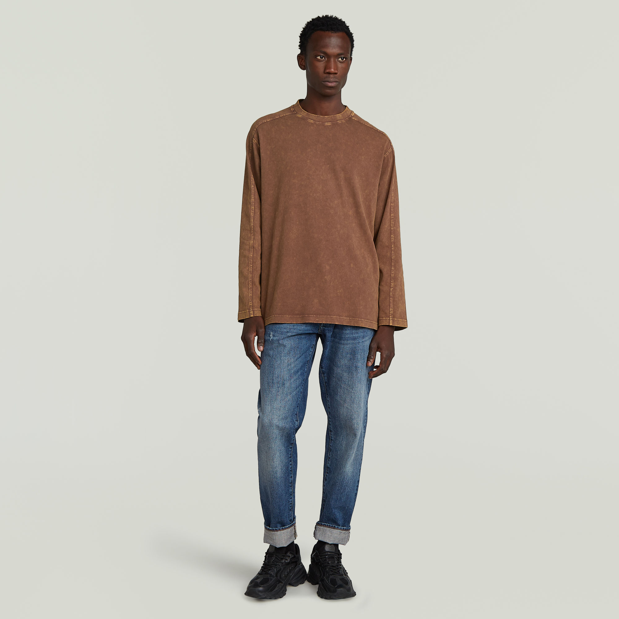 G-Star RAW Washed Boxy T-shirt Bruin Heren
