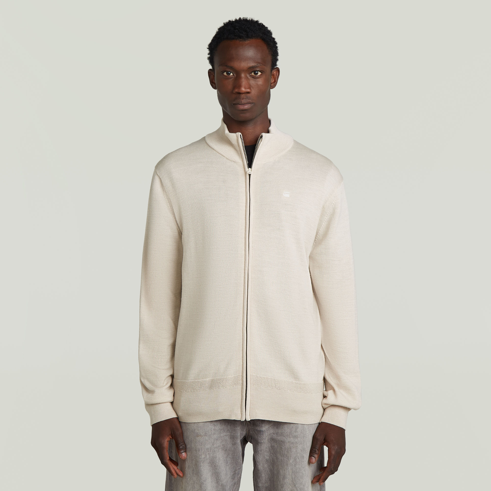 

Premium Core Full Zip Knit - White - Men