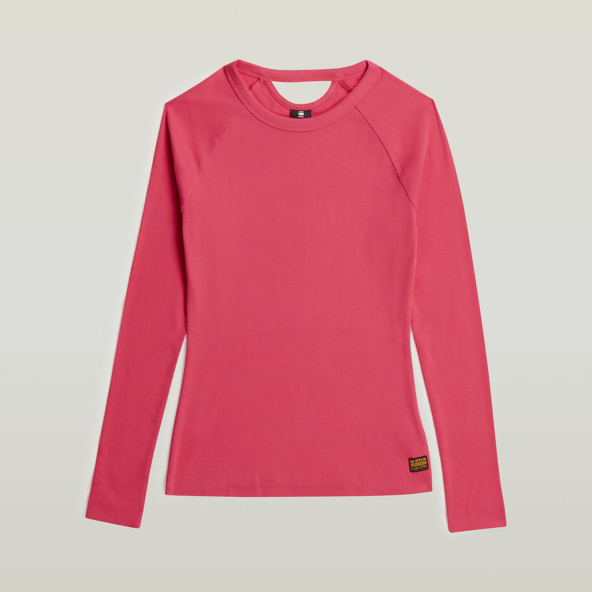 Thumbnail - Slim Rib Keyhole T-Shirt - Pink - Damen