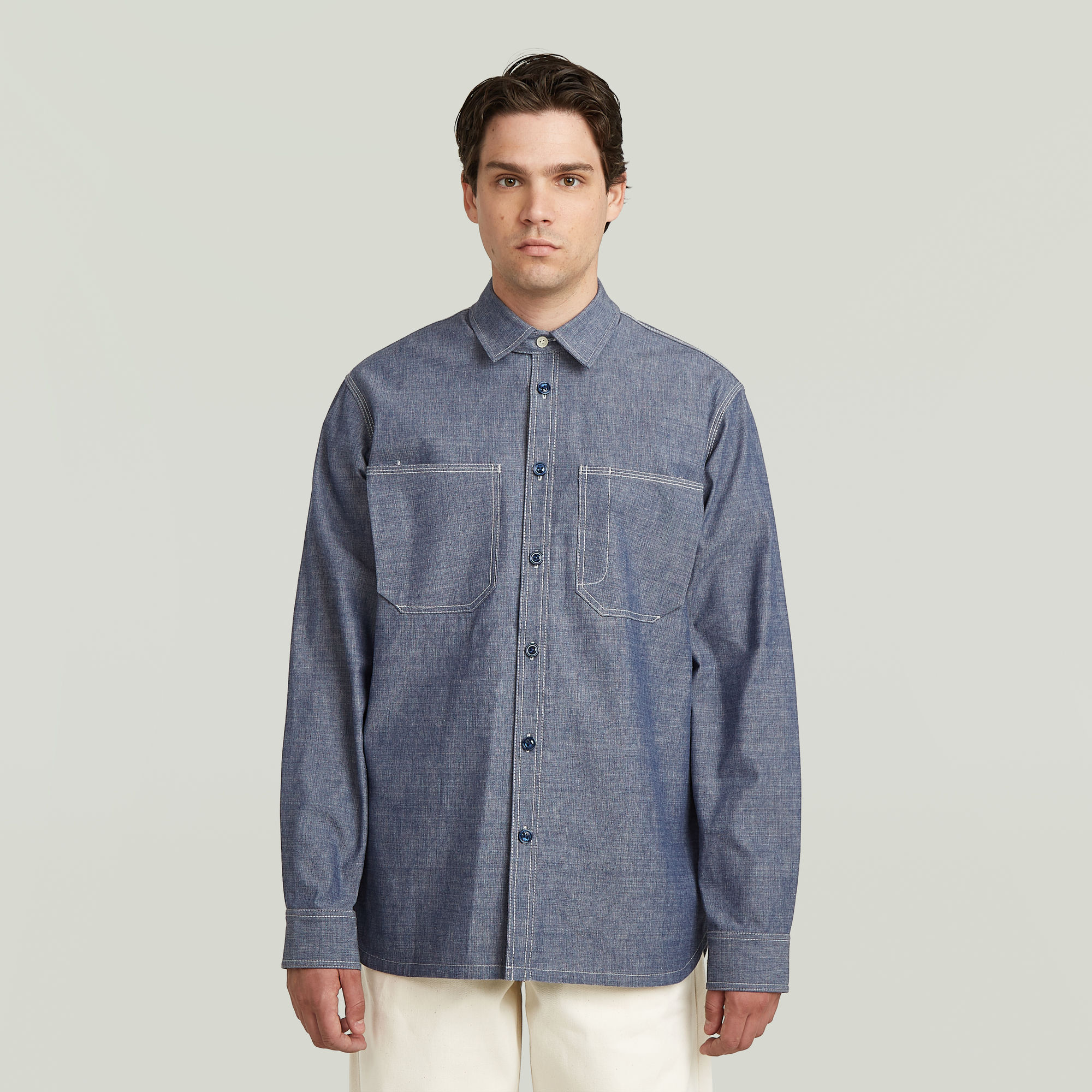 

G-S028 Regular Selvedge Overhemd - Donkerblauw - Heren