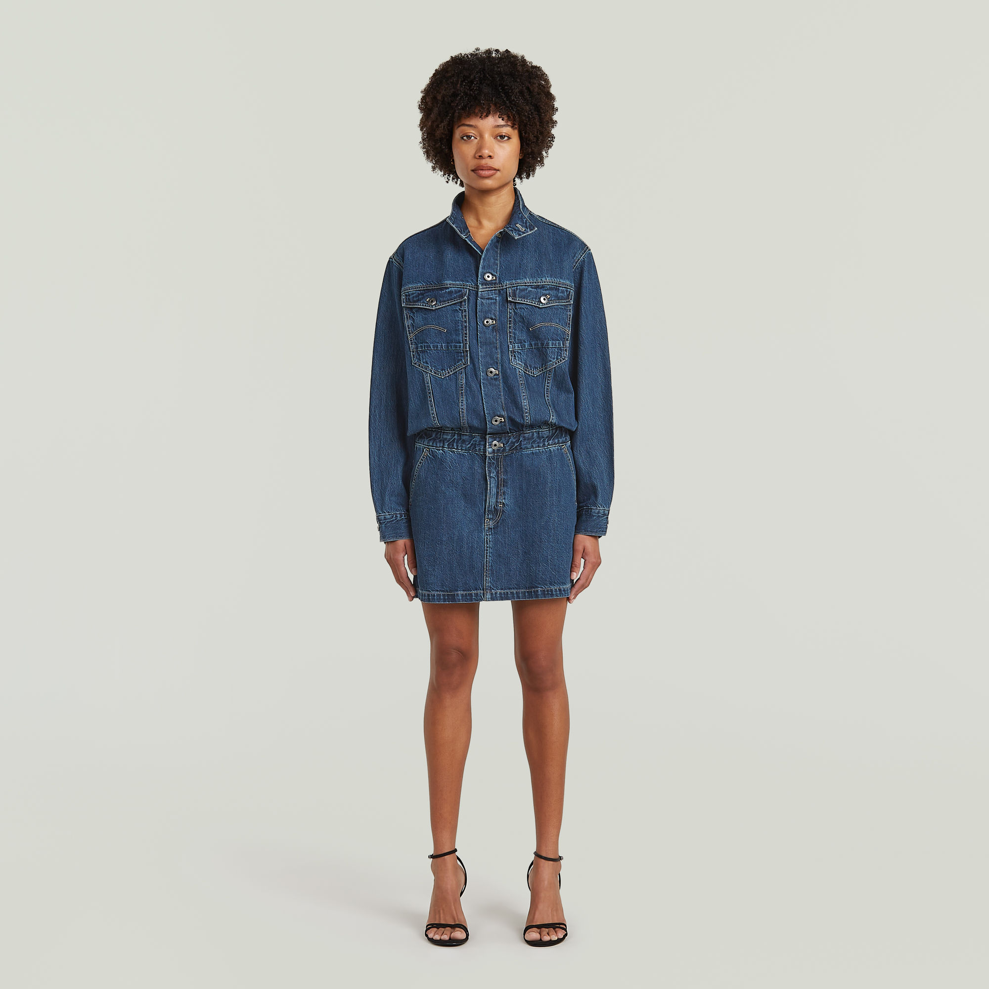 Thumbnail - Jacket-Kleid - Mittelblau - Damen