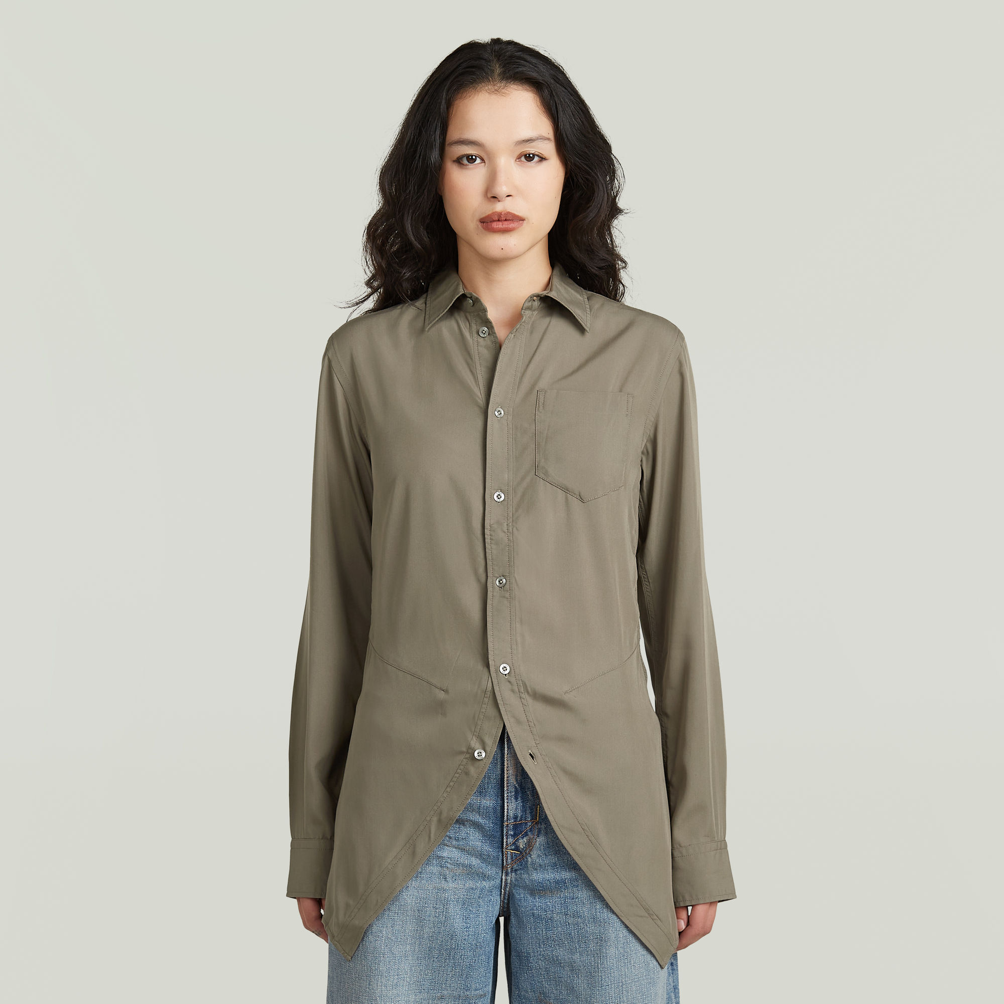 

Slim Kick Long Sleeve Shirt - Brown - Women