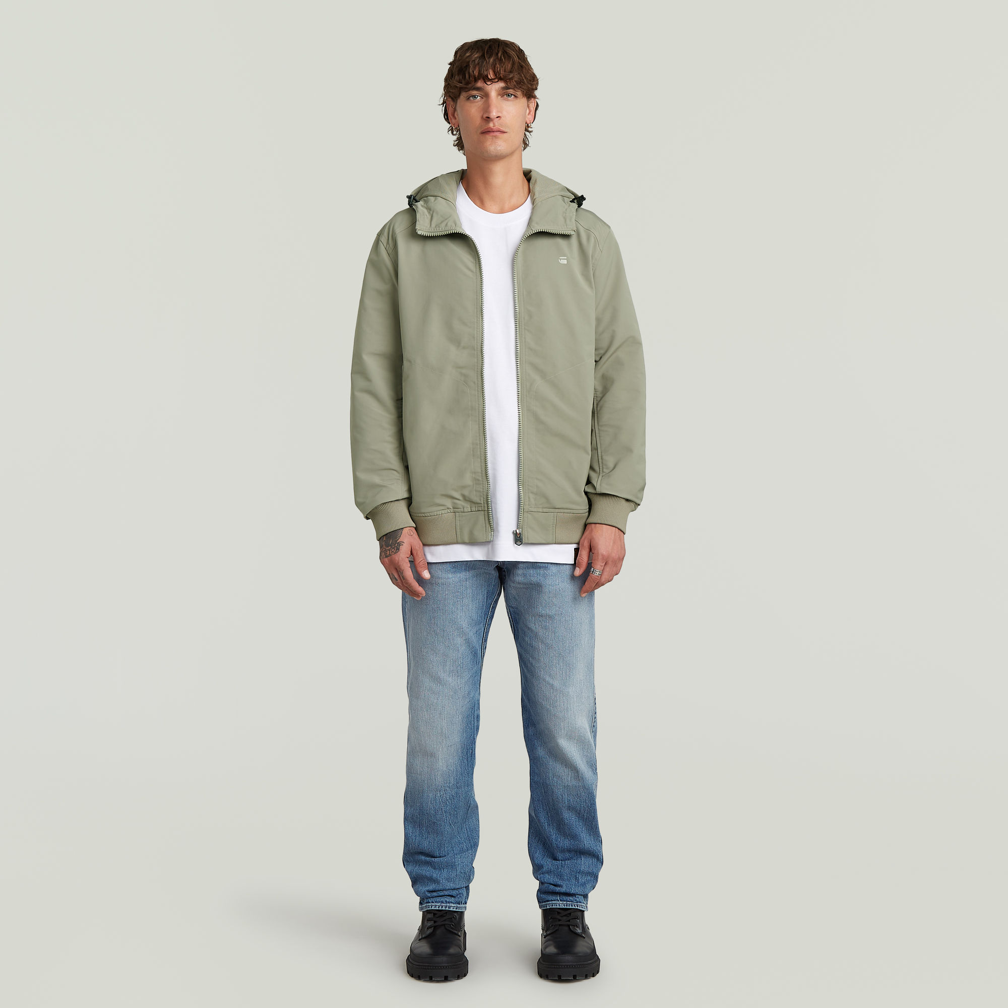 Thumbnail - Track Hooded Jacke - Beige - Herren