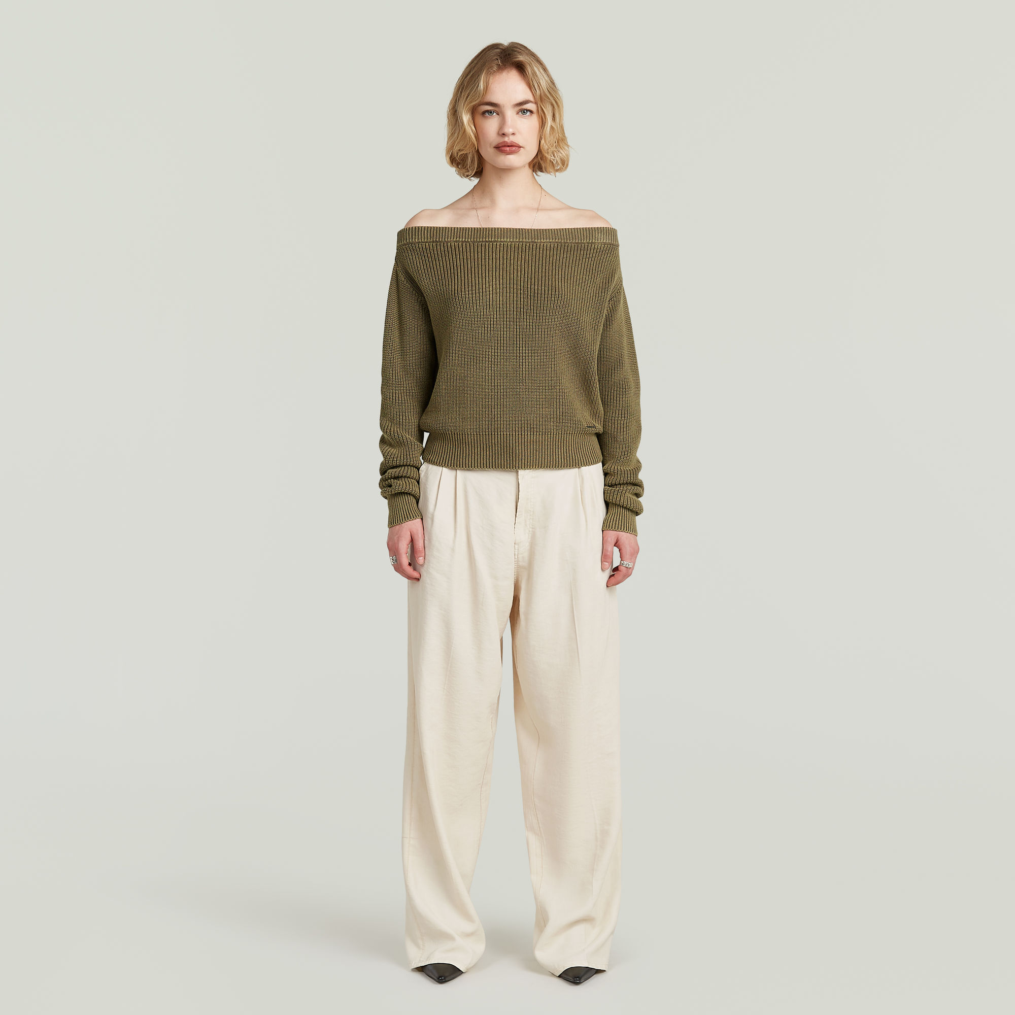 Thumbnail - Pleated Chino - Beige - Damen