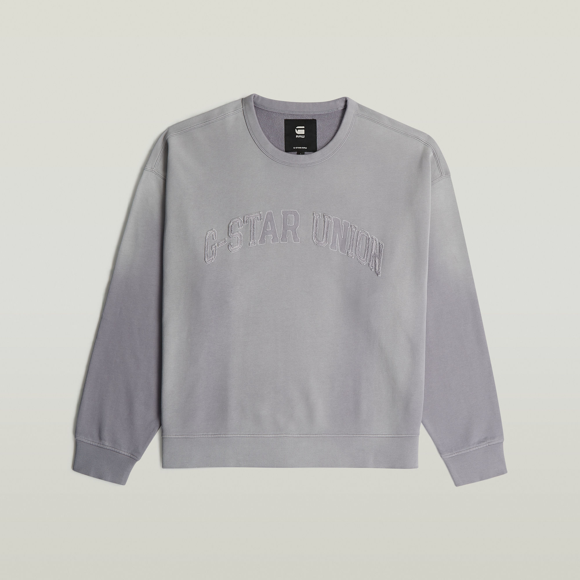 Thumbnail - Sunfaded Applique Loose Sweatshirt - Grau - Herren