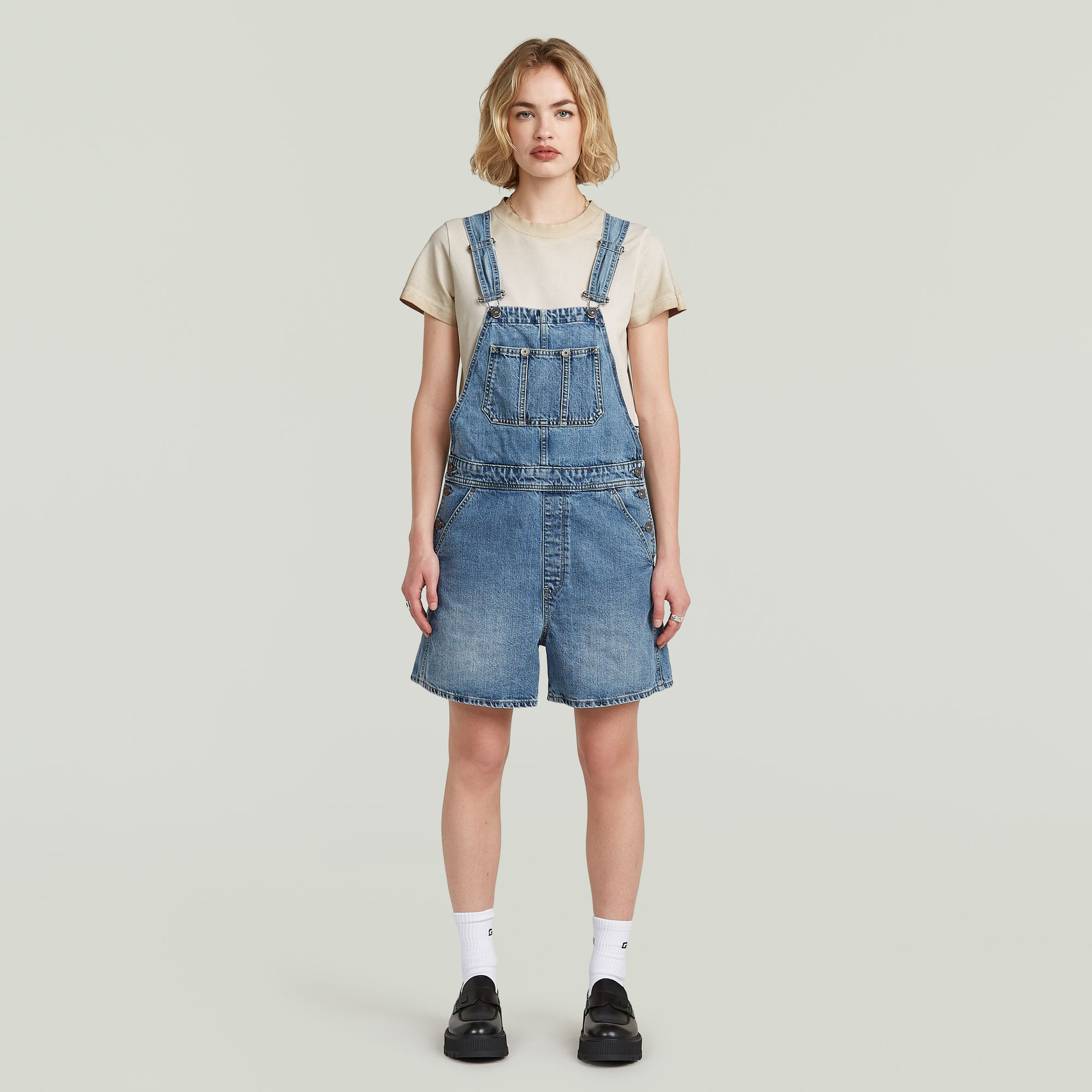 Thumbnail - Short Latzhose - Mittelblau - Damen