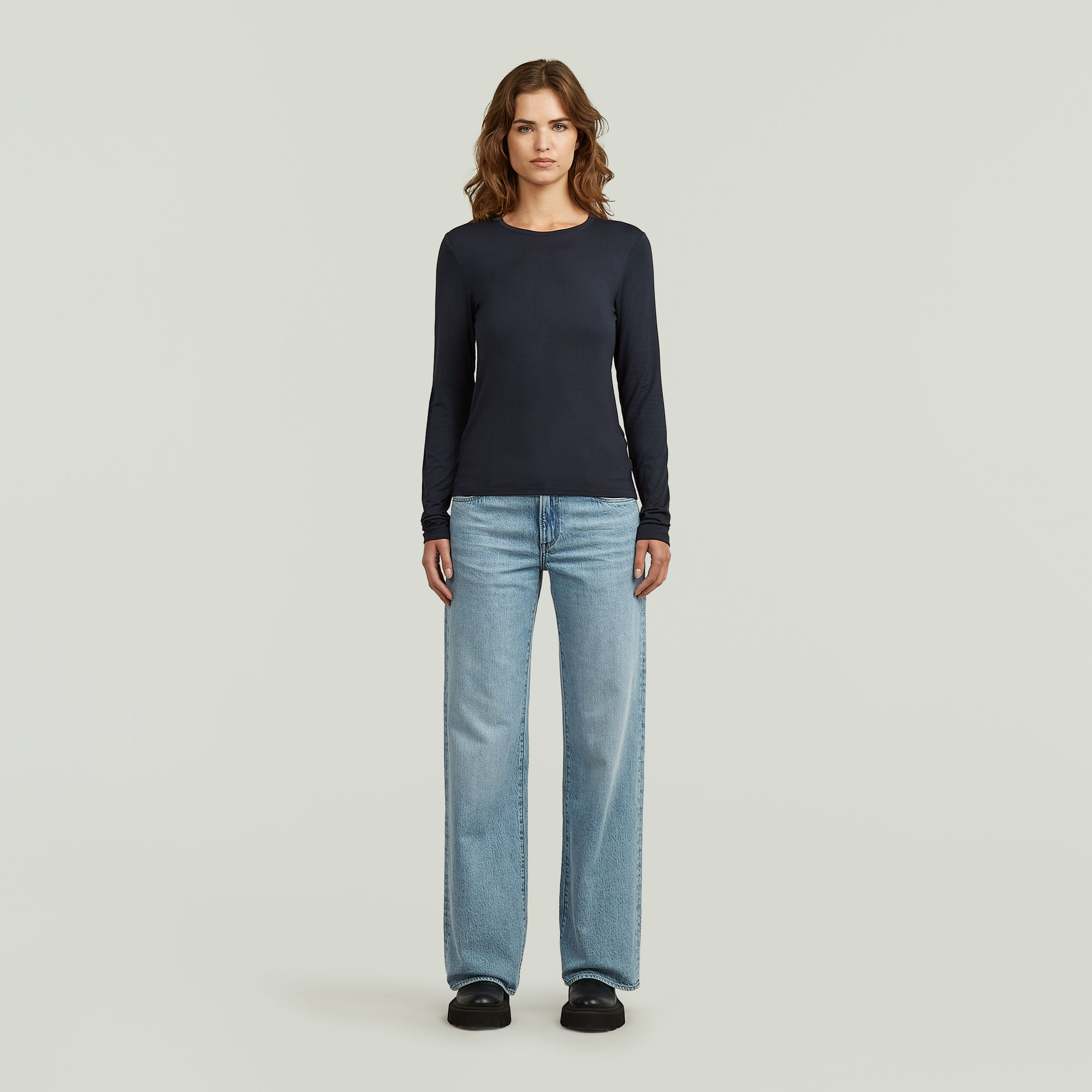 Thumbnail - Regular T-Shirt - Dunkelblau - Damen