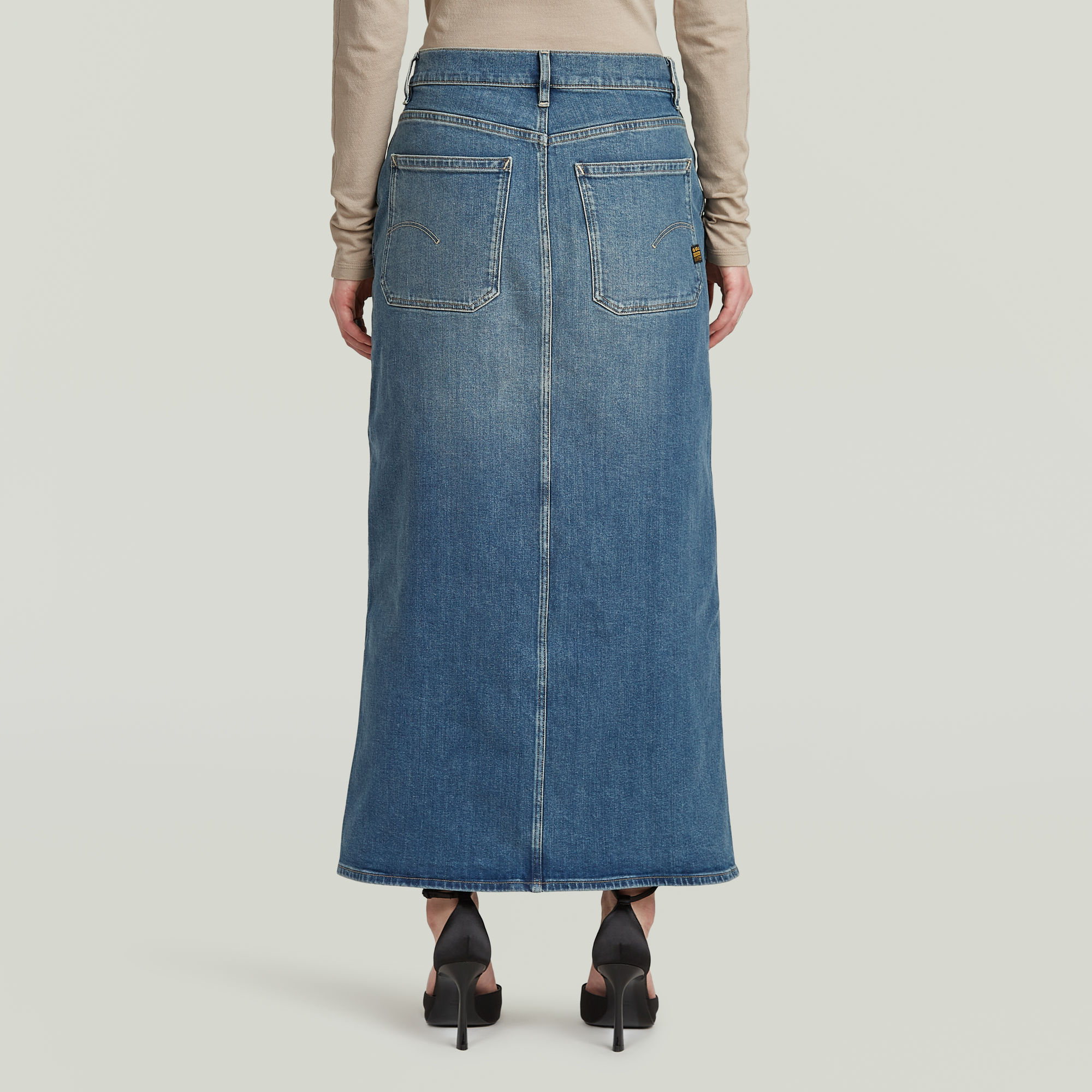 G-Star RAW Revynn Long Rok Midden blauw Dames