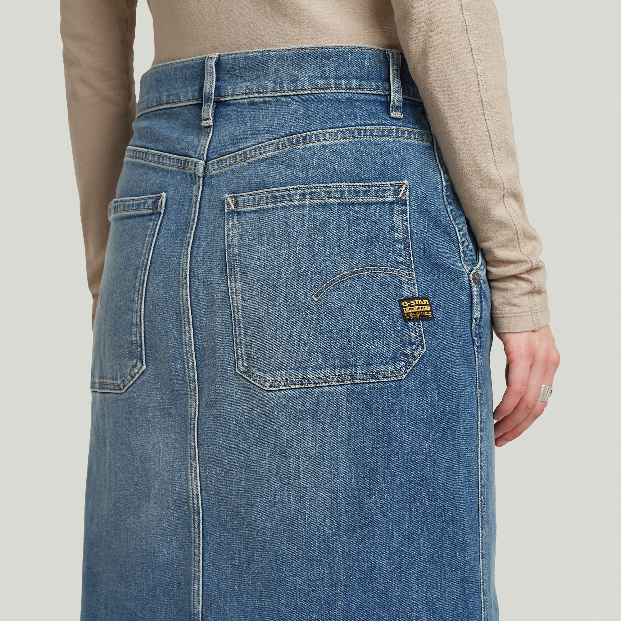 G-Star RAW Revynn Long Rok Midden blauw Dames