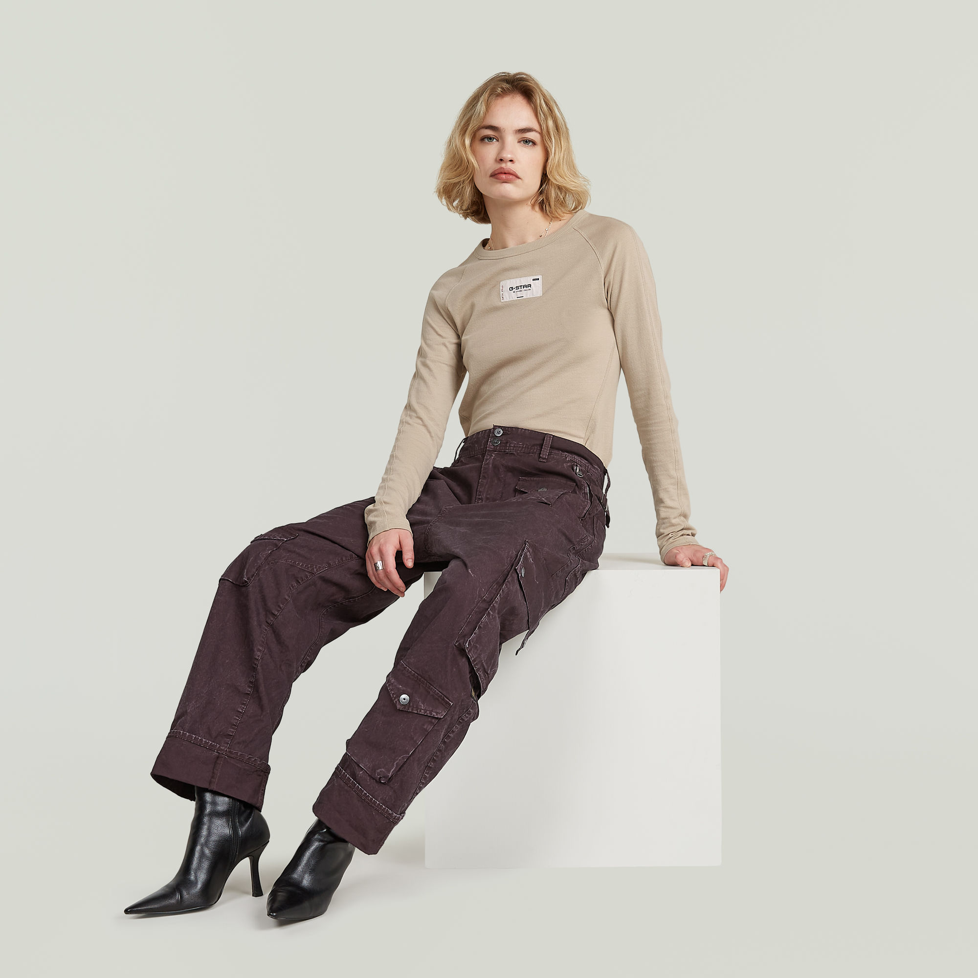 G-Star RAW 3D Boyfriend Multi Pocket Cargobroek Paars Dames