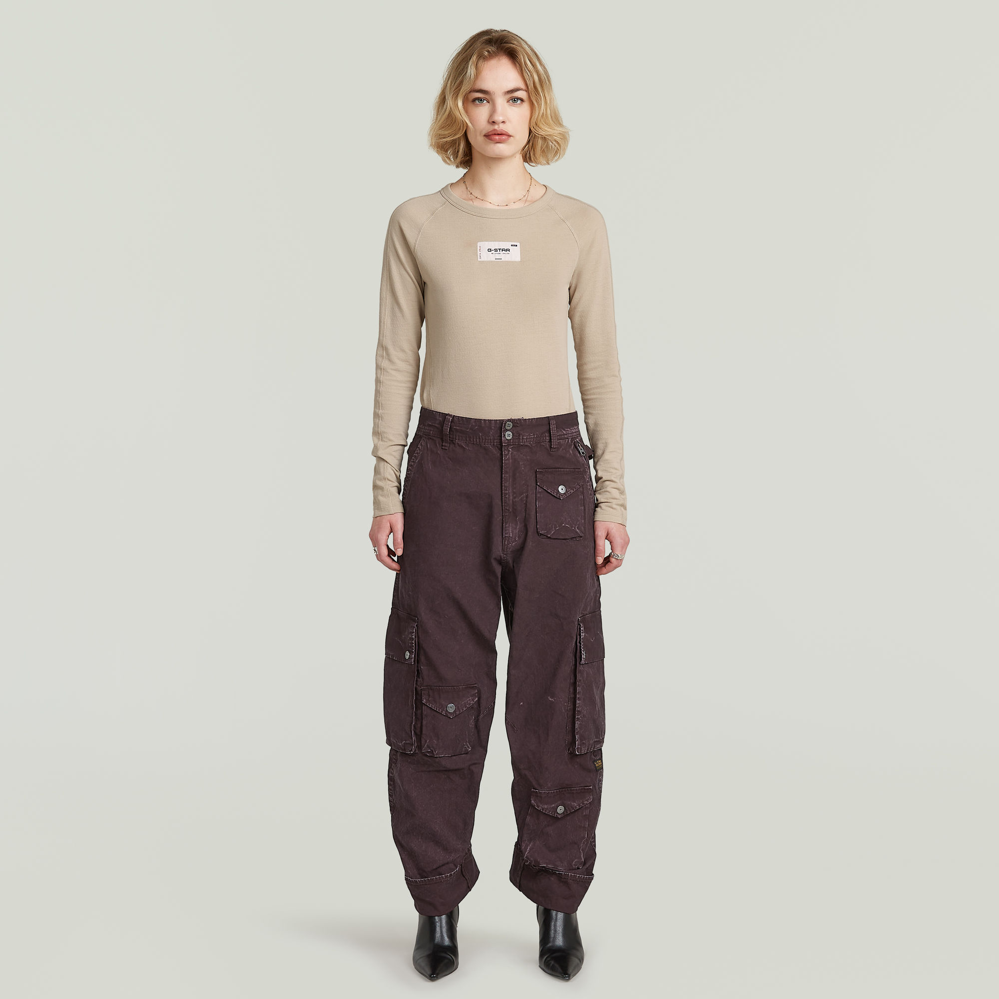 Thumbnail - Hose Cargo 3D Boyfriend Multi Pocket - Lila - Damen
