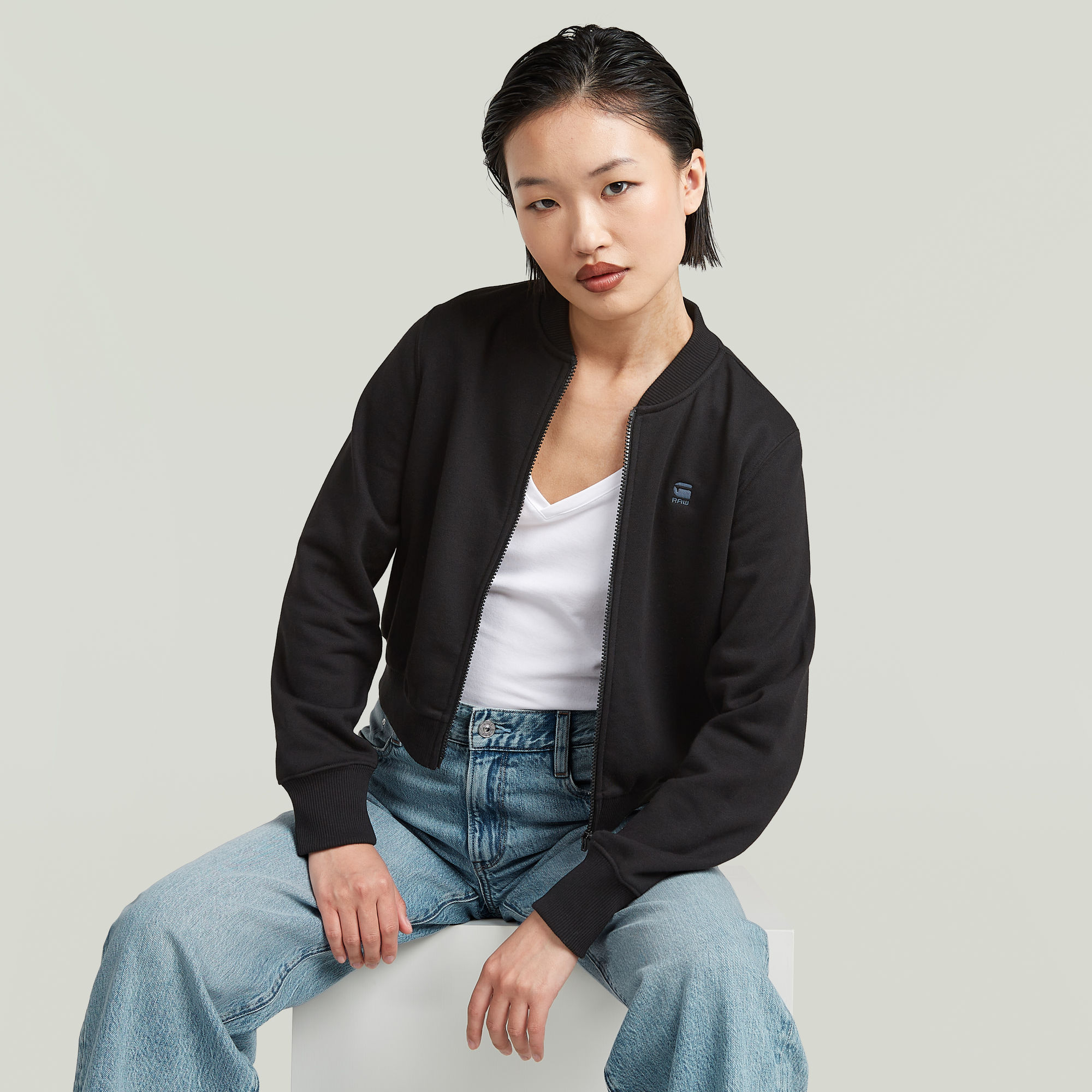 G-Star RAW Longsleeve Bombersweater Zwart Dames