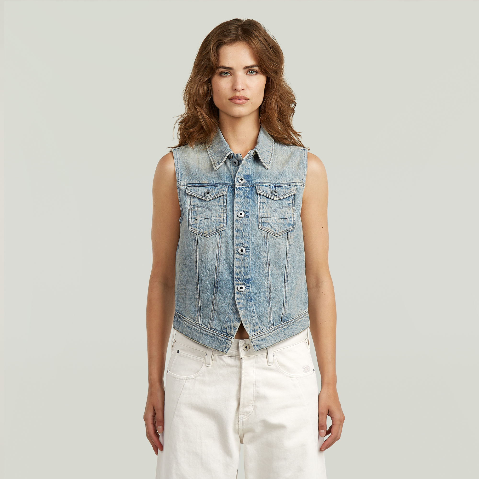G-Star RAW Pitchched Hem Slim Vest - Lichtblauw - Dames