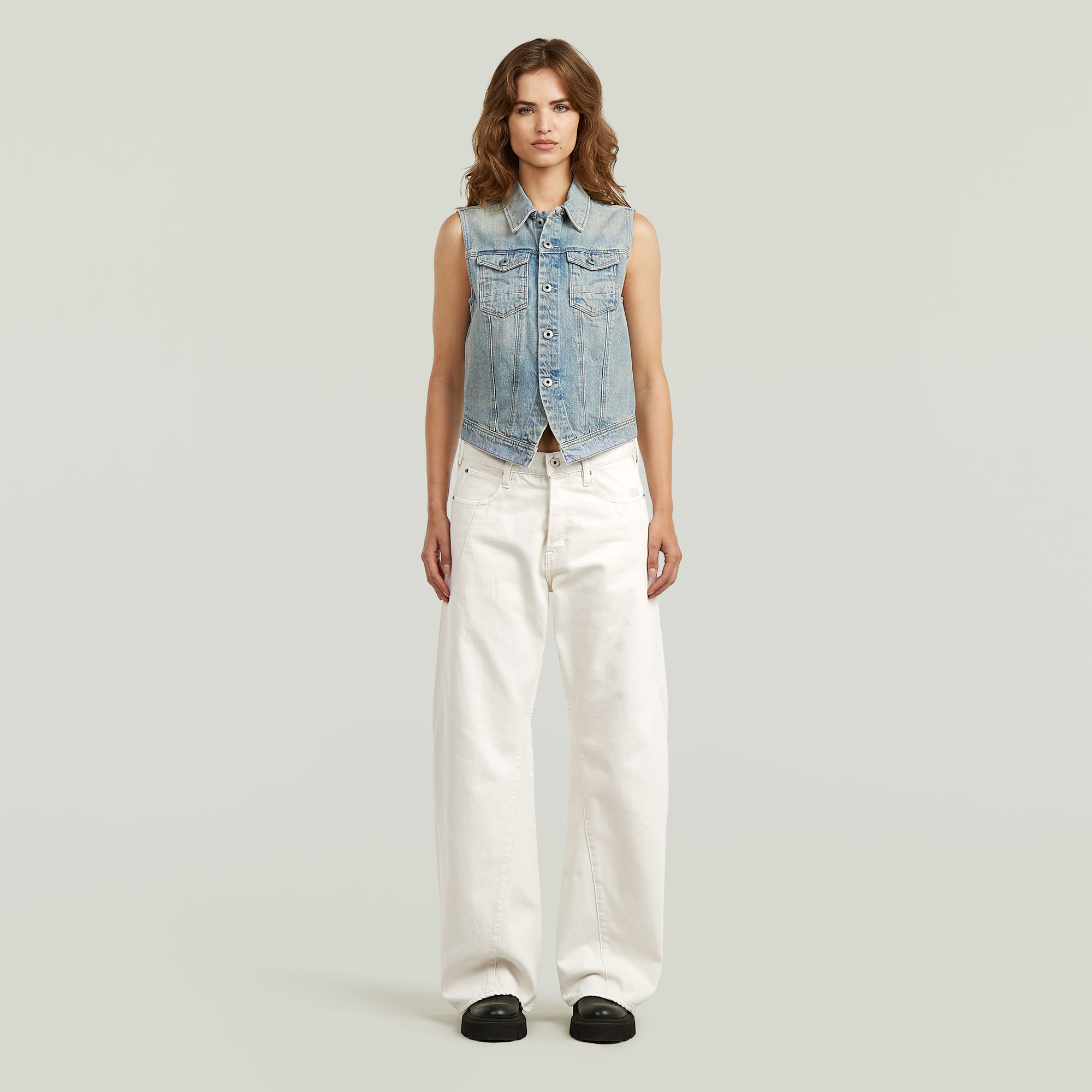 Thumbnail - Pitched Hem Slim Weste - Hellblau - Damen