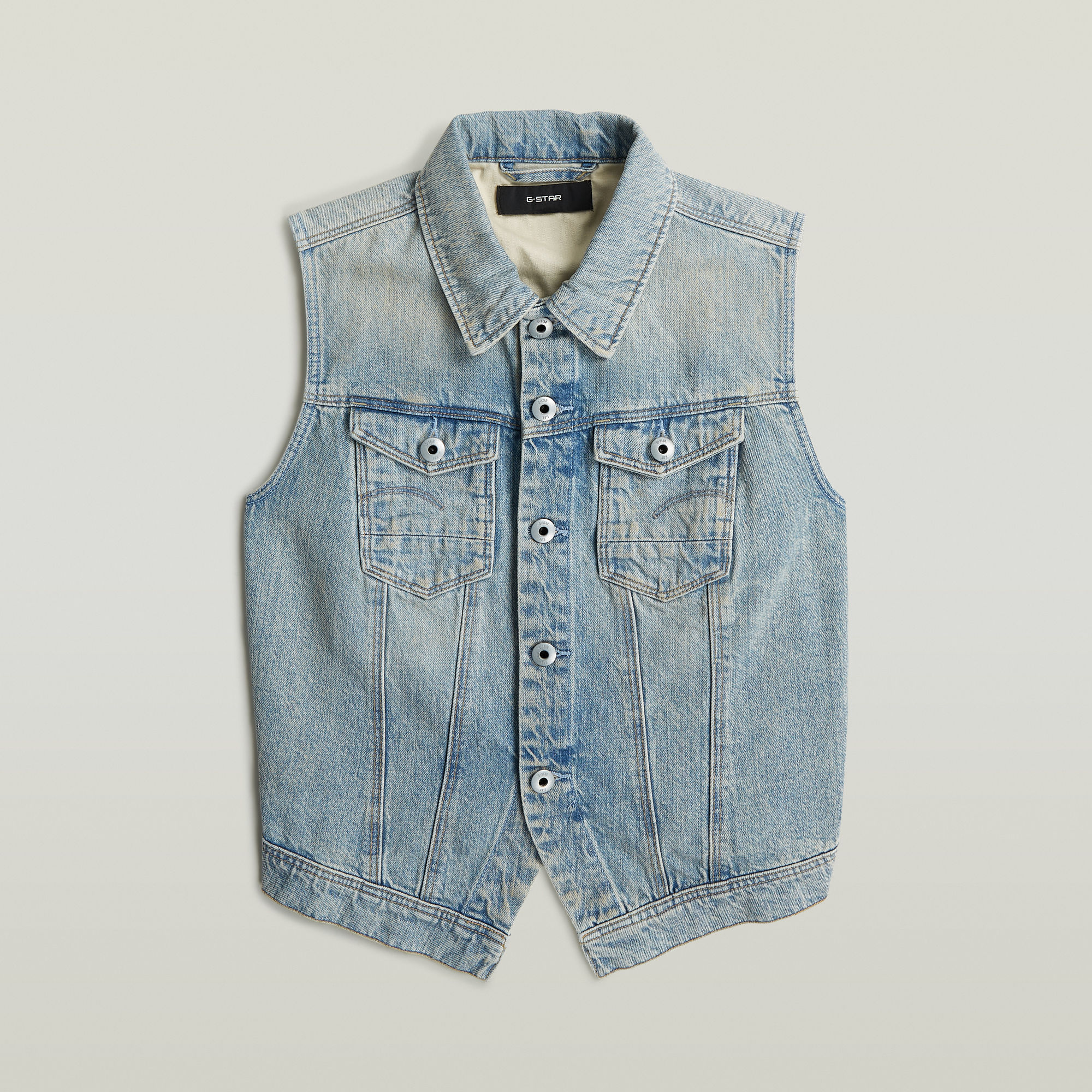 Thumbnail - Pitched Hem Slim Weste - Hellblau - Damen