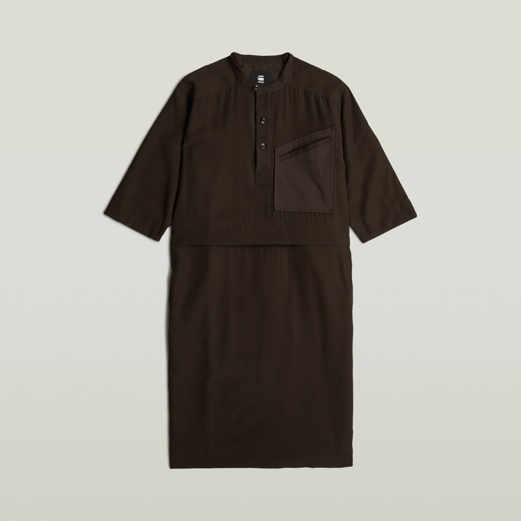 Thumbnail - Half Placket Shirt Kleid - Braun - Damen