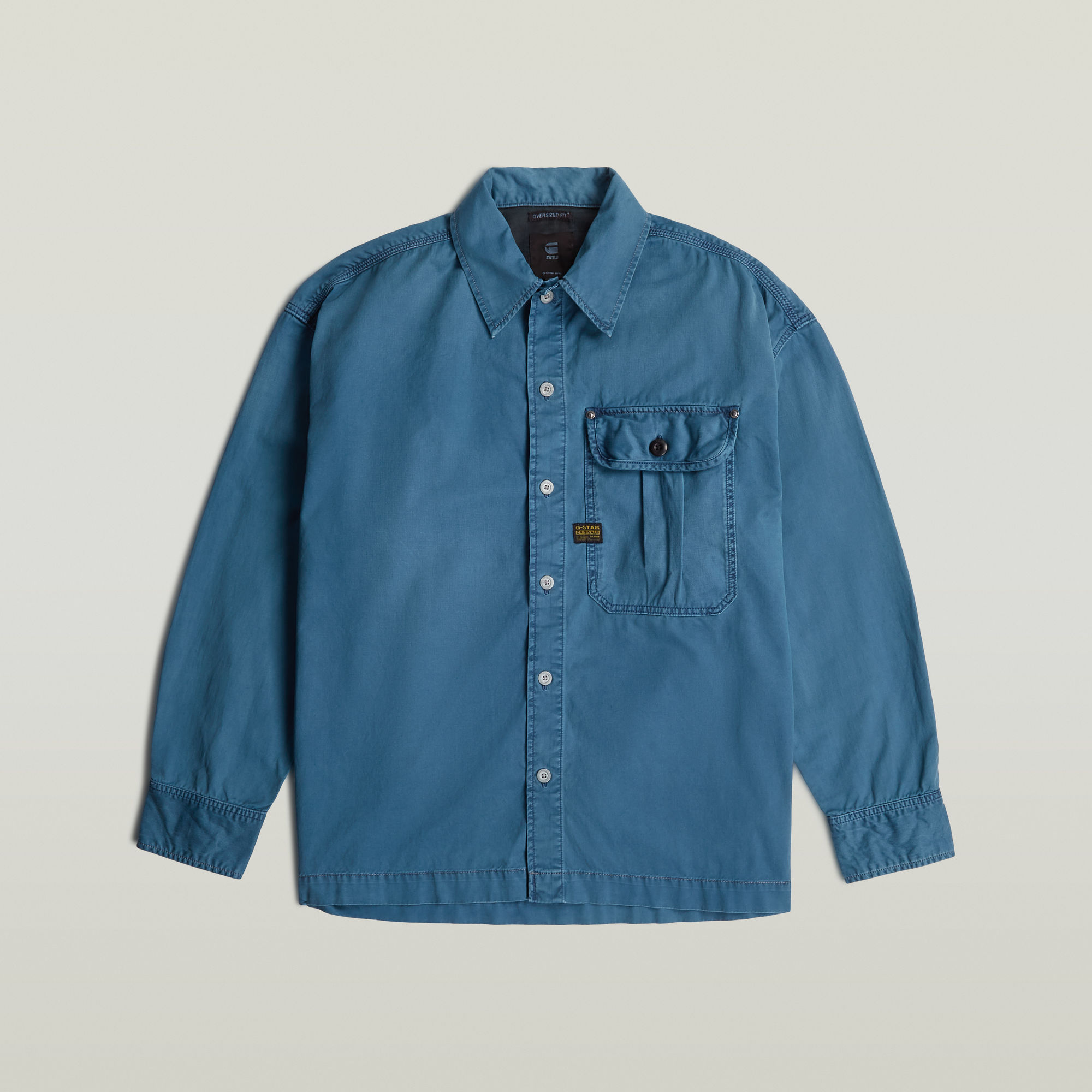 Thumbnail - 1 Pocket Pleated Boxy Hemd - Mittelblau - Herren