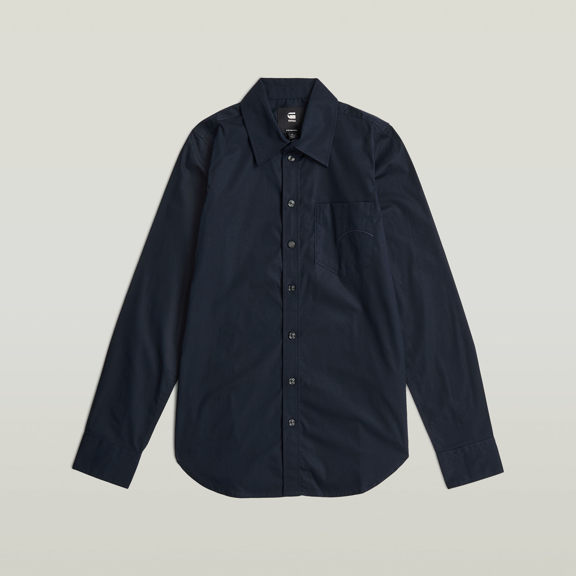 Thumbnail - Slim Poplin Long Sleeve Shirt - Dunkelblau - Damen