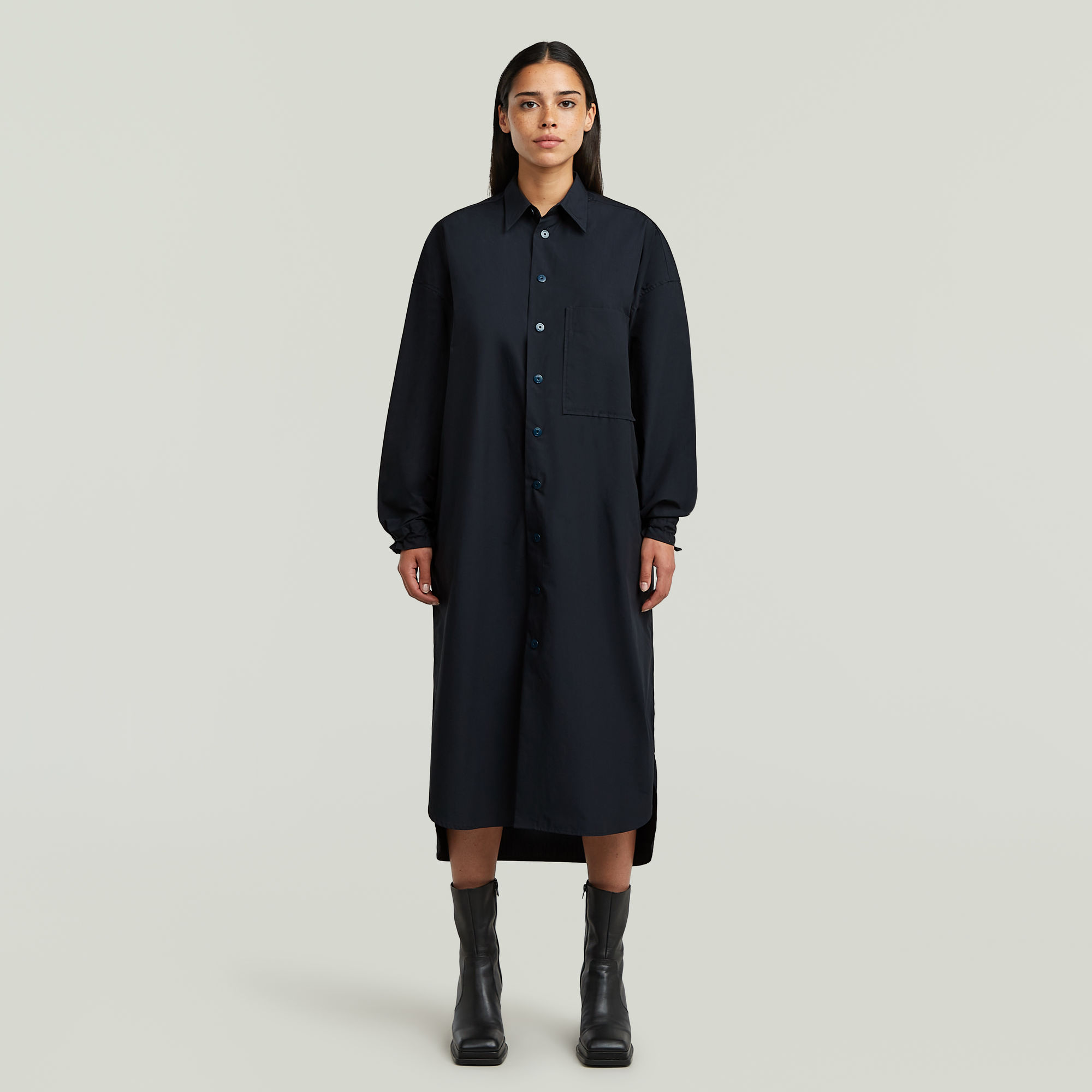 

Long Shirt Kleid - Dunkelblau - Damen